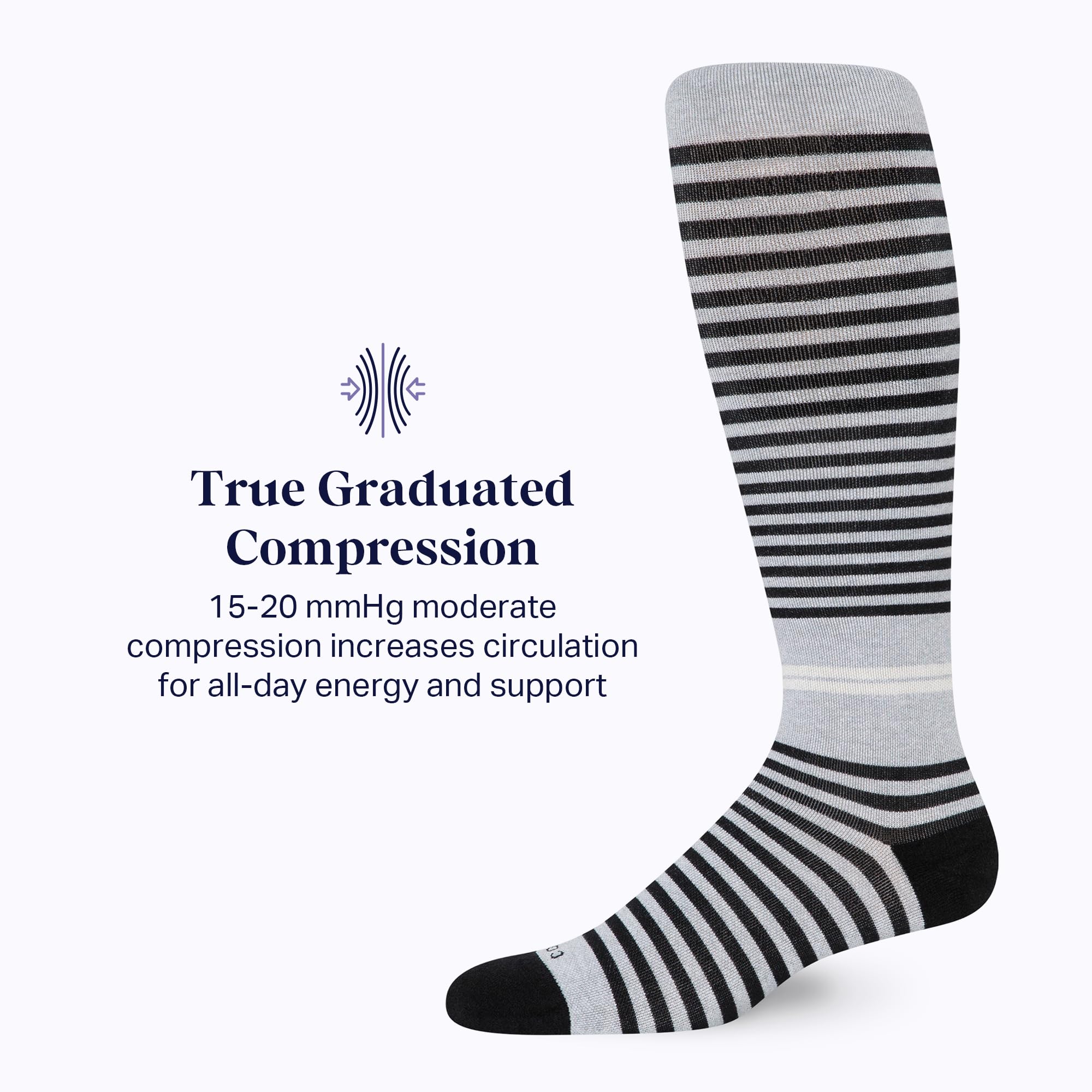Comrad CloudCotton Knee High Compression Socks 15-20mmHg - Breathable Combed Cotton Support Socks for Men & Women - Perfect for Running, Travel & Circulation Support