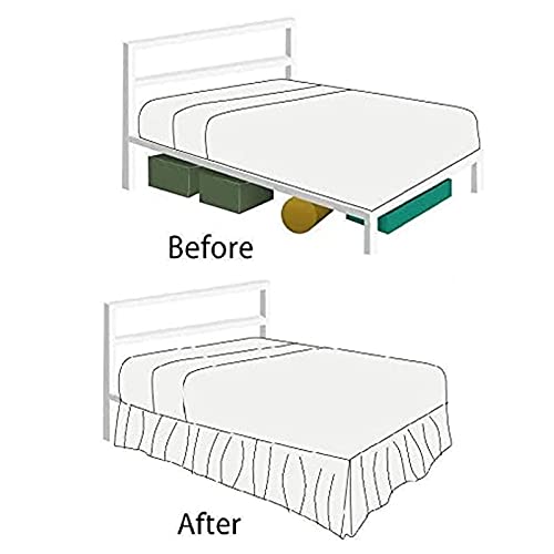 Elegant Tulle Lace Trimmed Elastic Pleated Bed Skirt with Ruffles - Dust & Wrinkle Resistant, Easy Fit Wrap Around Design for Twin/Full/Queen/King Size Beds | Perfect for Master Bedrooms, Guest Rooms & Hotel Decor