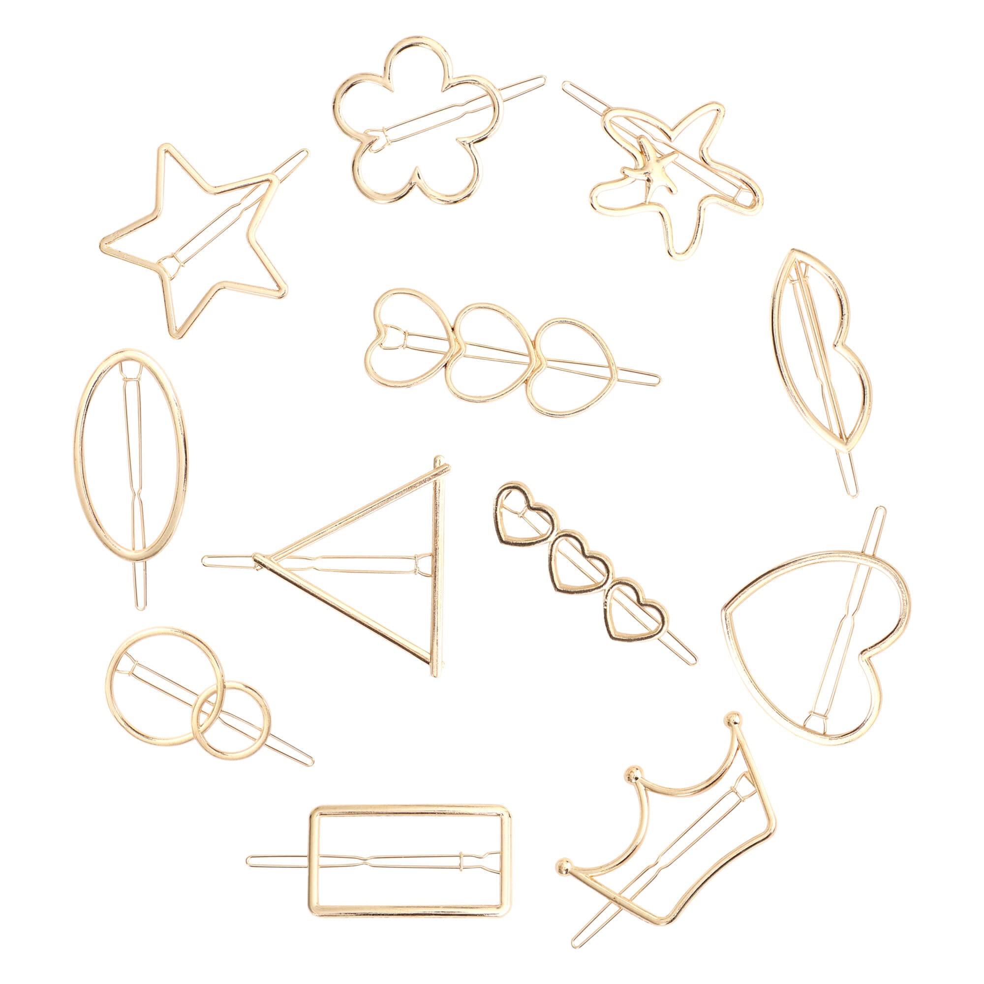 PANCIKAA Large Hollow Hair Clips - 12 Pack Golden Metal Hairpins for Women, Perfect for Updos, Ponytails & Special Occasions