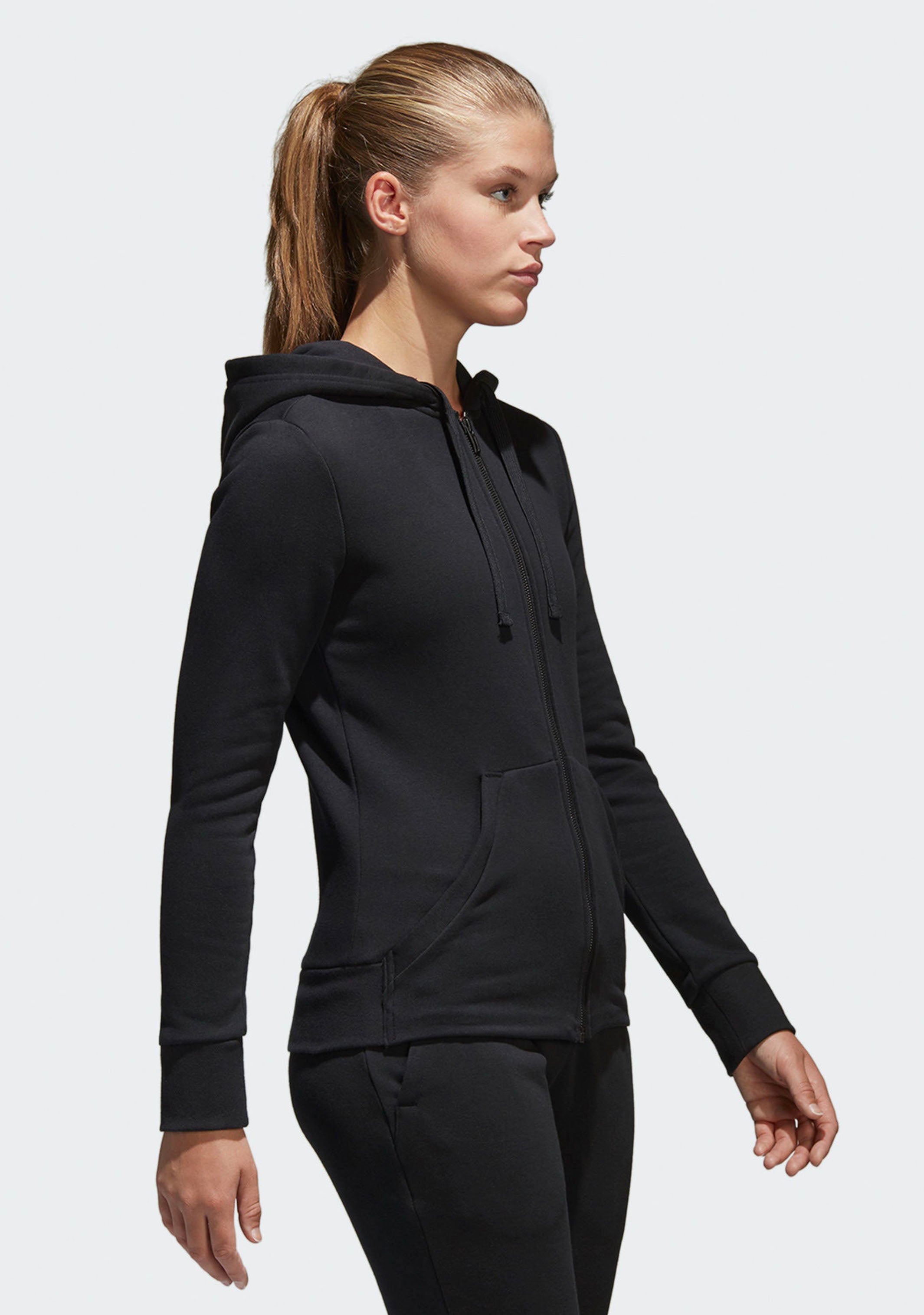 Adidas Women's Essential Solid Full Zip Hoodie - Comfortable Fleece Jacket for Casual Wear, Gym, and Outdoor Activities