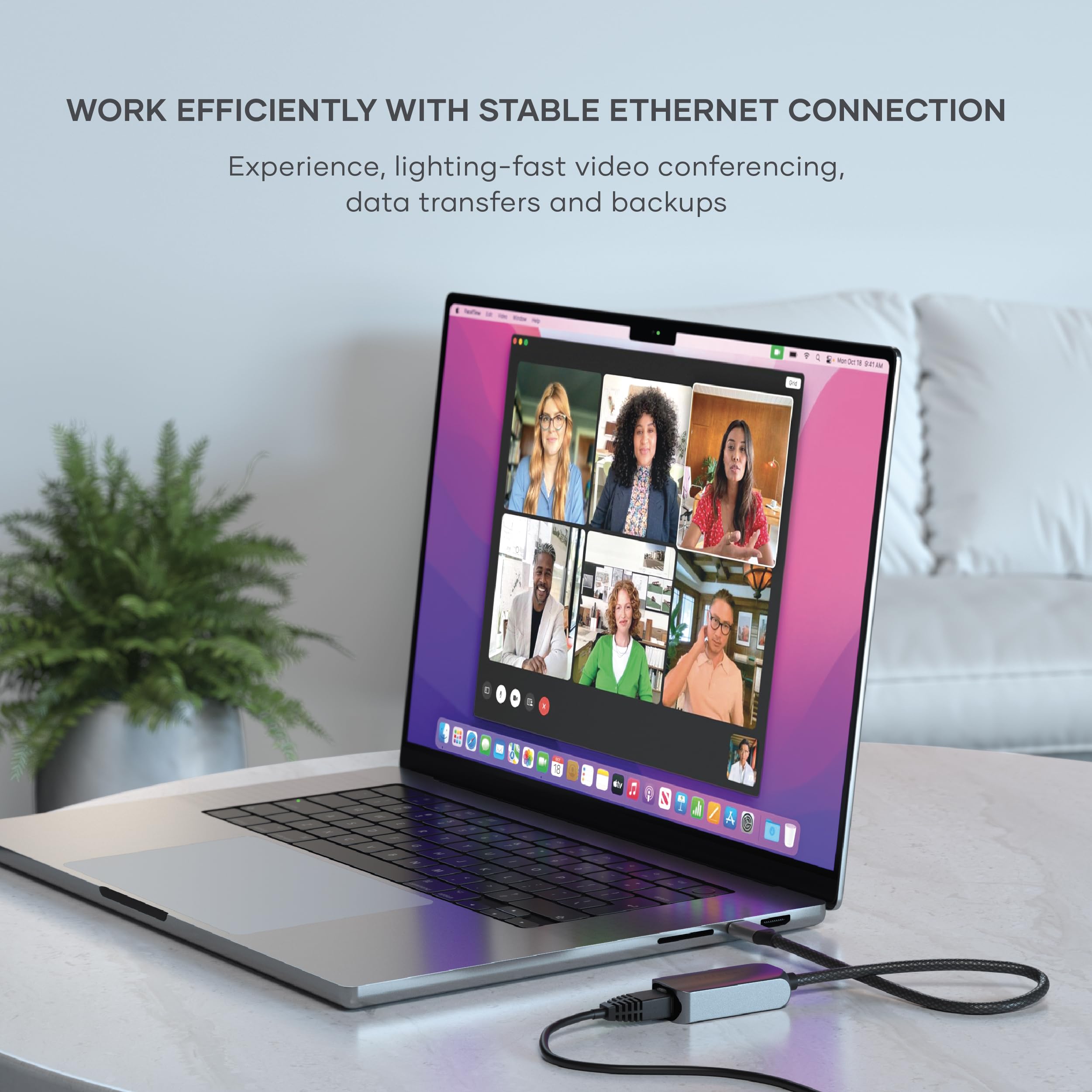 SATECHI USB-C 2.5 Gigabit Ethernet Adapter - High-Speed USB-C to RJ45 Converter (Up to 2.5Gbps) for MacBook Pro/Air, iPad Pro, iPhone 16 & USB-C Devices - Perfect for Gaming, Streaming & Office Work