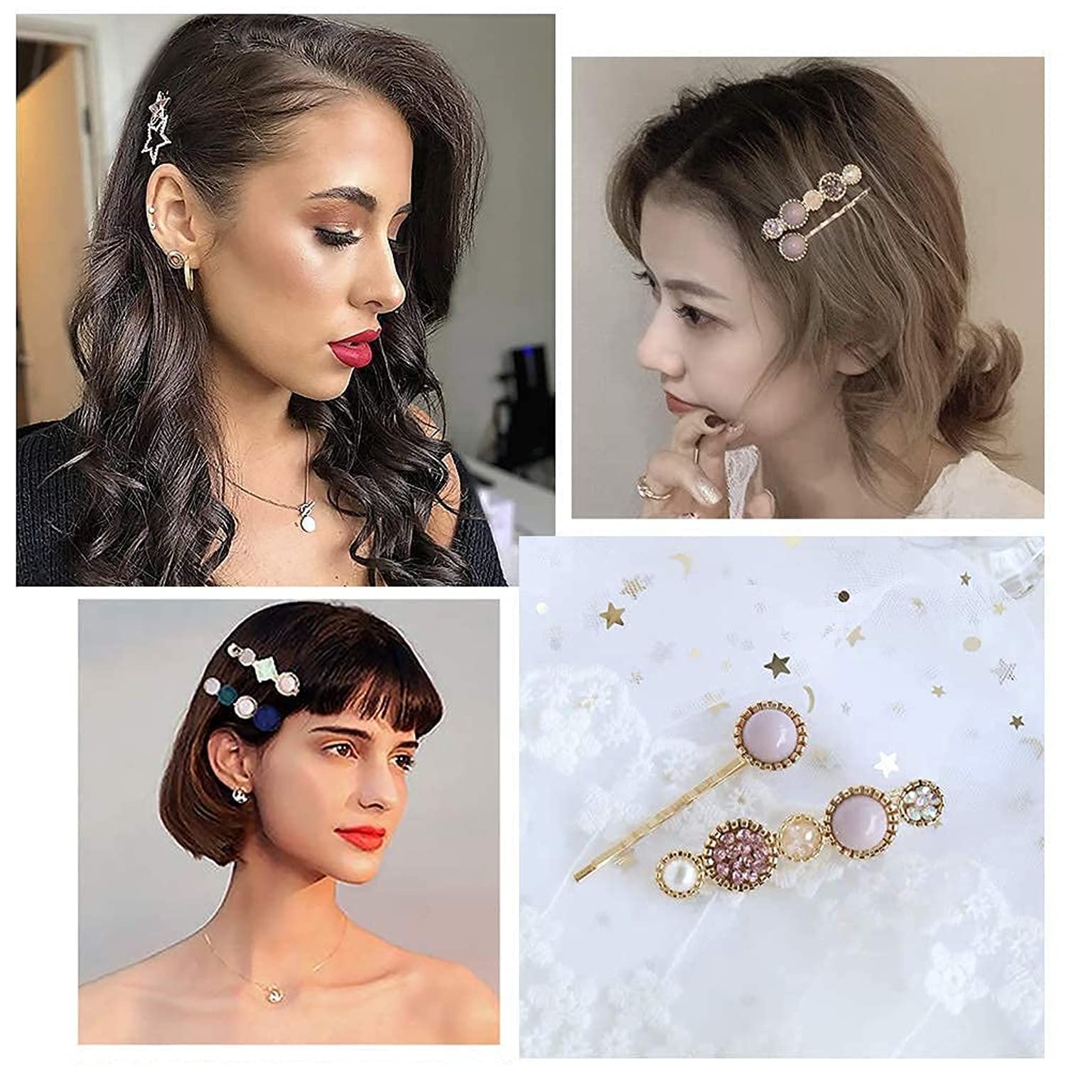 Kidzoo Pearls Hair Clips Set - 7PCS Korean Style Acrylic Hairpins for Women, Ladies & Girls | Fashion Hair Accessories, Bobby Pins & Headwear Styling Tools | Perfect for School, Parties & Daily Outfits