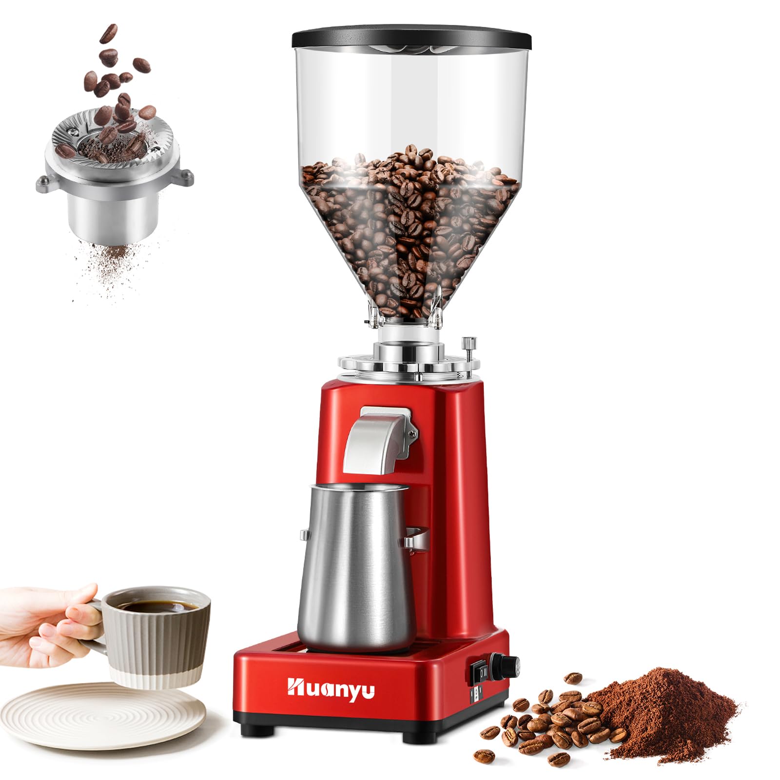 Premium Electric Coffee Grinder with Adjustable Flat Burr - 19 Precise Grind Settings for Espresso, French Press & More | 35oz (36 Cups) Capacity | Automatic Point-Action Bean Grinding Machine | Perfect for Home Baristas & Coffee Enthusiasts