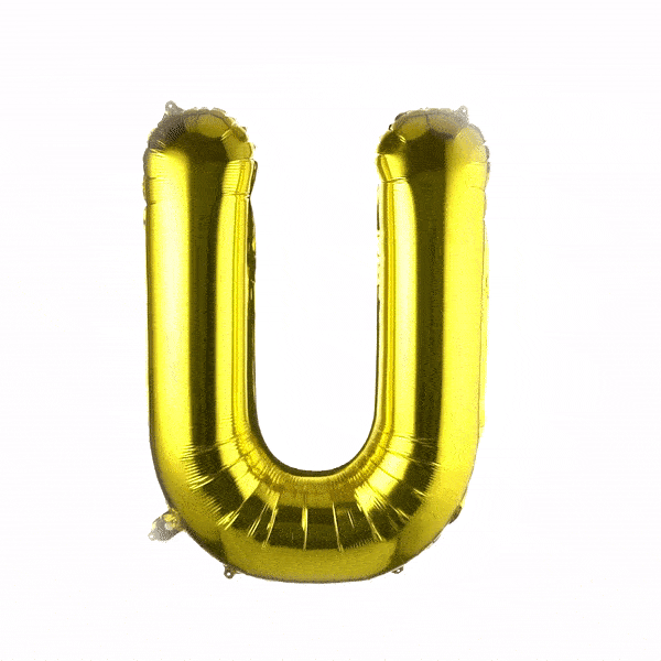 Balloonify Gold Mylar Letter U Balloon - 40 Inch Large Foil Alphabet Balloon for Birthday Party Decorations, Wedding, Baby Shower & Graduation Celebrations - 1 Count Box