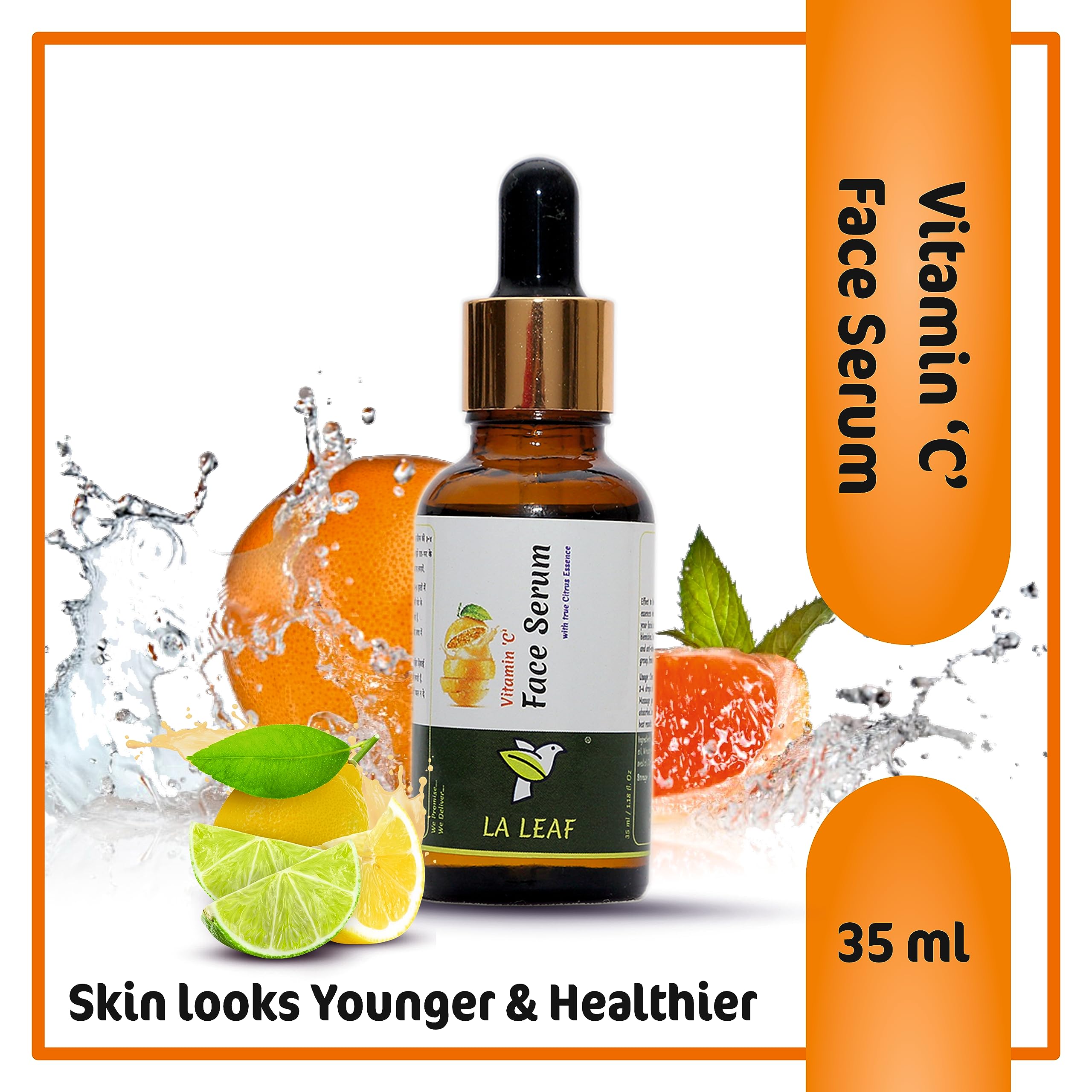 La Leaf Organic Herbal Vitamin C Face Serum for Skin Rejuvenation - With Essential Oils & Carrier Oils | Anti-Aging, Brightening & Hydrating Facial Treatment for Daily Skincare Routine