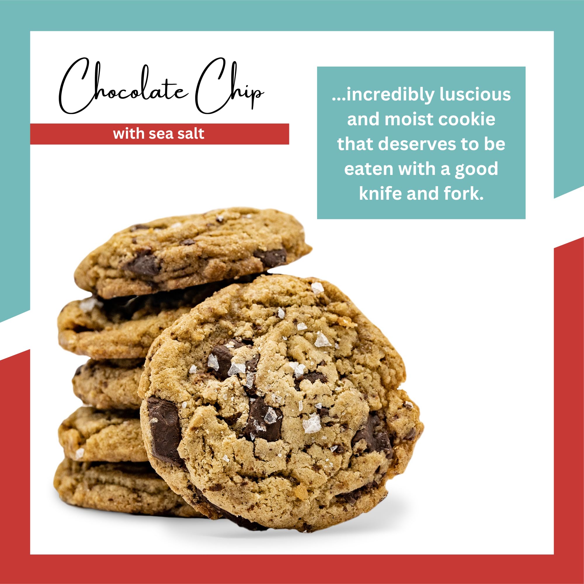 Gourmet Sea Salt Chocolate Chip Cookies - Healthy Snack 6-Pack for Office & Travel