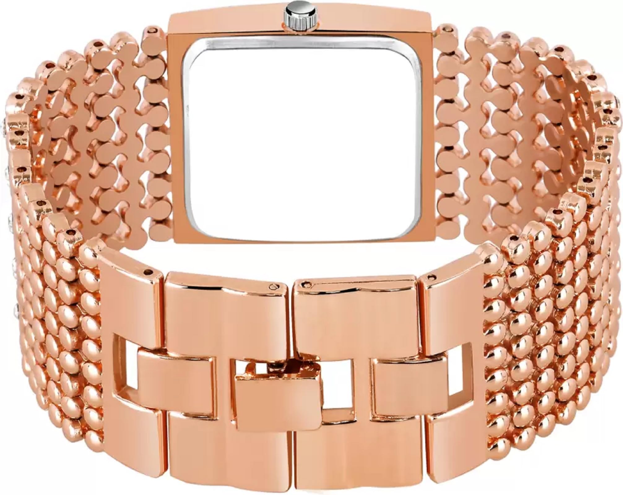 Luxury Rose Gold Square Dial Analog Watch for Women - Stylish Fashionable Gift Idea for Her | Perfect for Everyday Wear, Office & Special Occasions