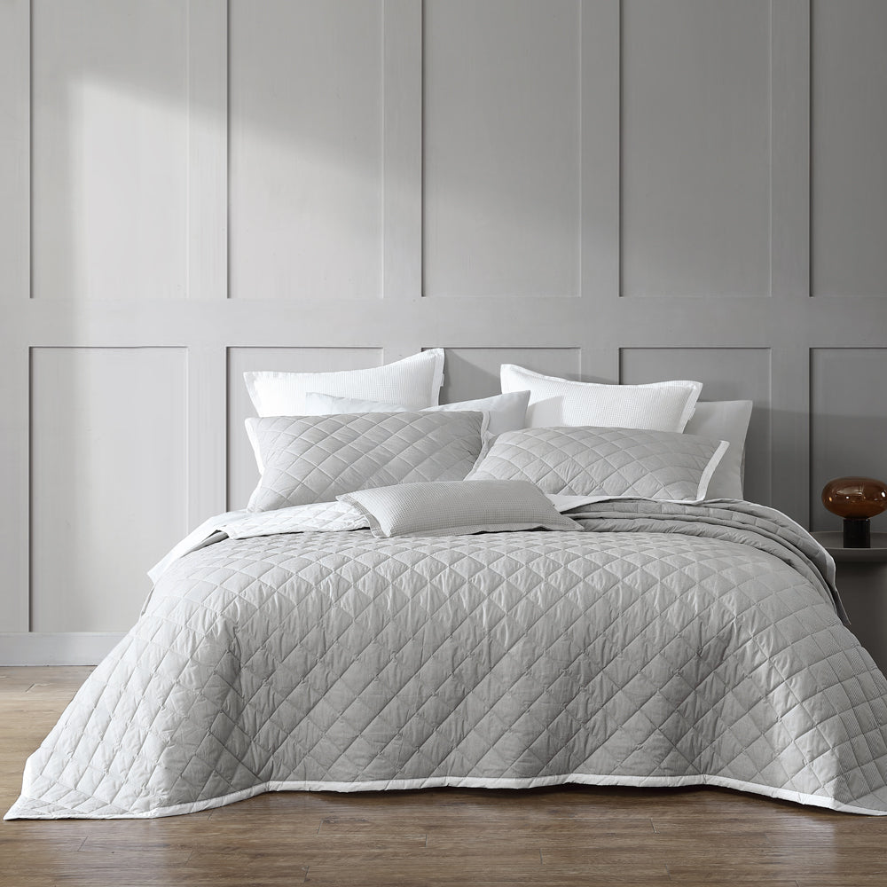 Essex Pewter Bedspread Queen Size - Soft Luxury Bed Cover for Master Bedroom & Guest Room - Perfect for All Seasons Home Decor