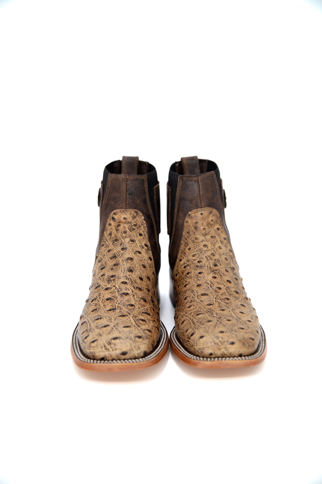Ostrich Print Square Toe Cowboy Boots for Men - Western Style Leather Boots - Perfect for Rodeo, Country Dancing & Ranch Work