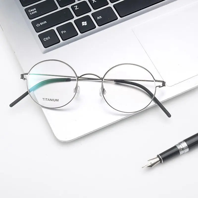 Unisex Full Rim Oval Round Screwless Titanium Eyeglasses 45135 - Lightweight & Durable Frame for Men & Women - Perfect for Reading, Work & Everyday Use