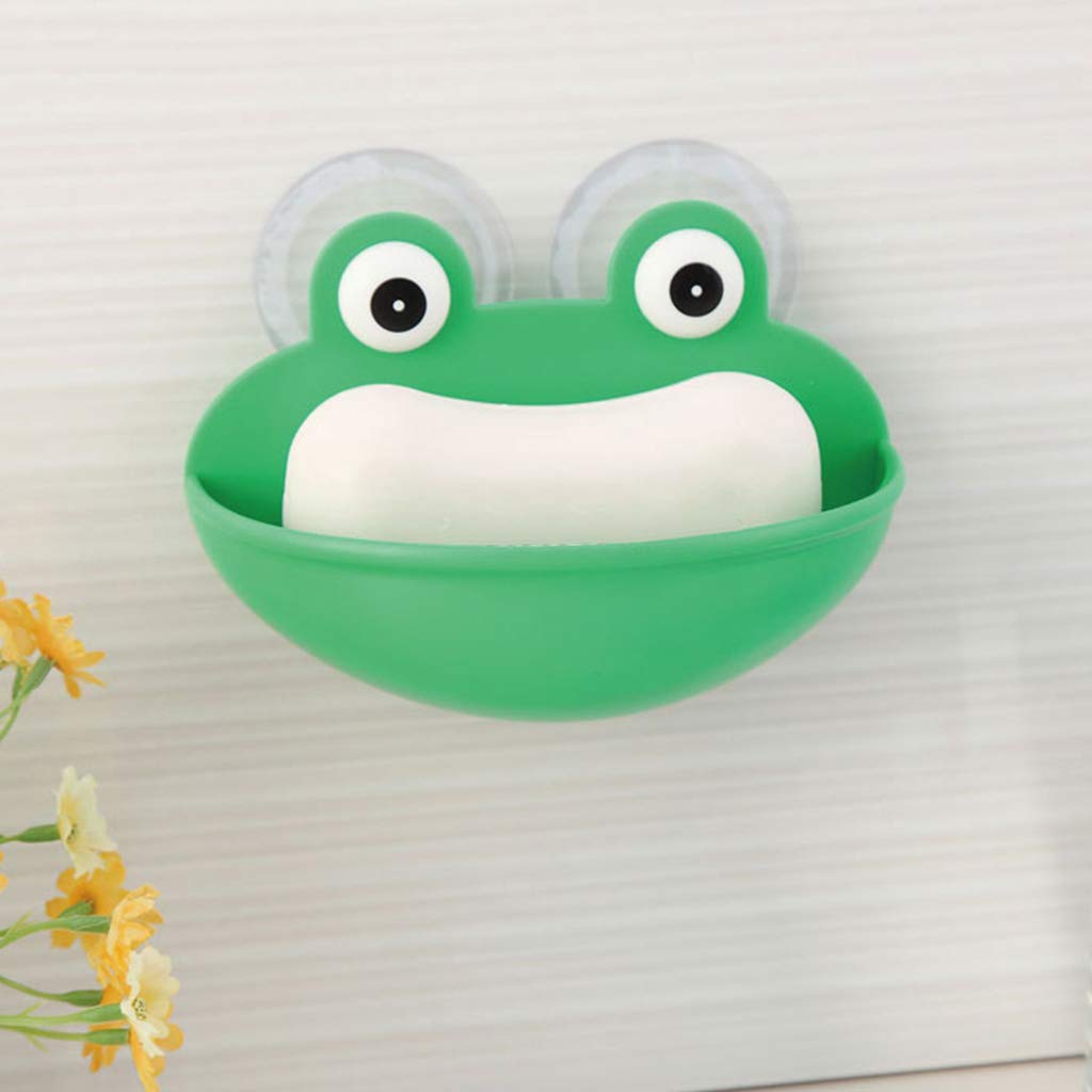 Frog-Shaped Soap Dish Holder with Suction Cups - Green Kitchen & Bathroom Soap Box Case - Perfect for Kids' Bathrooms, Farmhouse Decor, and Unique Gift Ideas