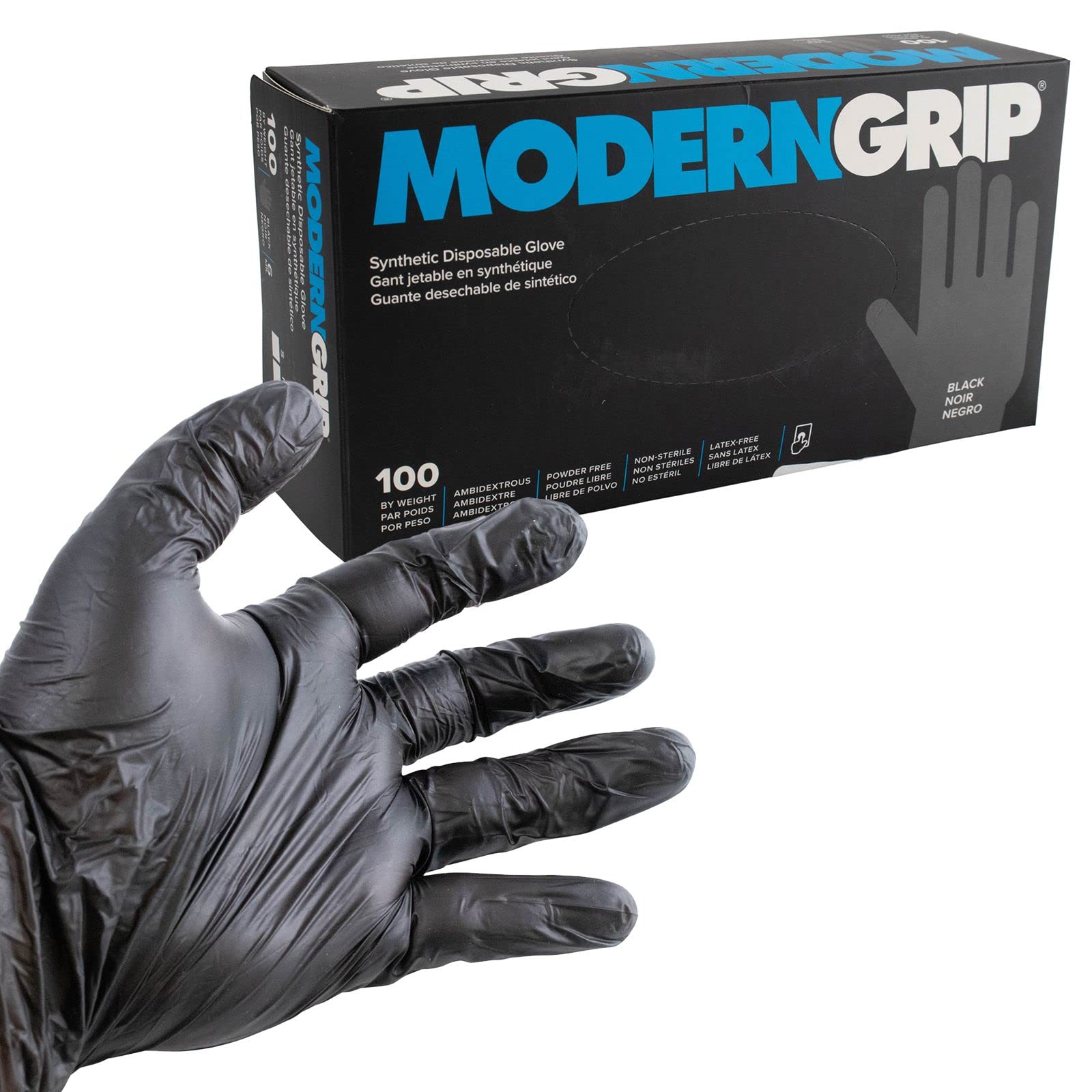 AM Autoparts Black Nitrile Gloves - 4 Boxes of 100 (XL) - Micro Textured Grip for Mechanics, Cleaning & Food Handling - Durable, Latex-Free Work Gloves for Automotive, Industrial & Household Use