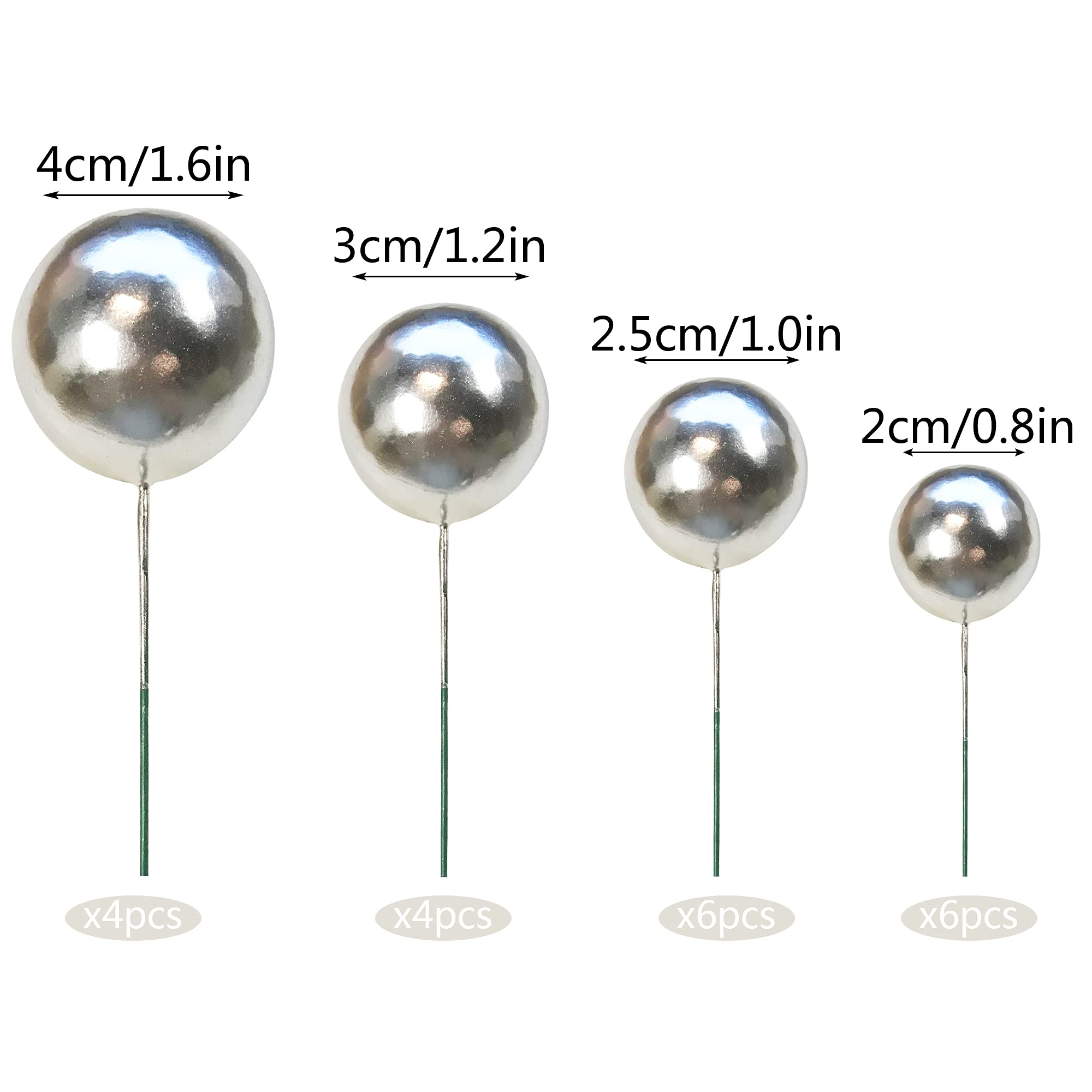 Mini Pearl Ball Cake Toppers - Foam Ball Cupcake Picks for Wedding, Birthday, Baby Shower & Anniversary Party Decorations | Baking Supplies & Cake Decoration Accessories | Perfect for DIY Desserts, Cupcakes, and Special Event Cakes