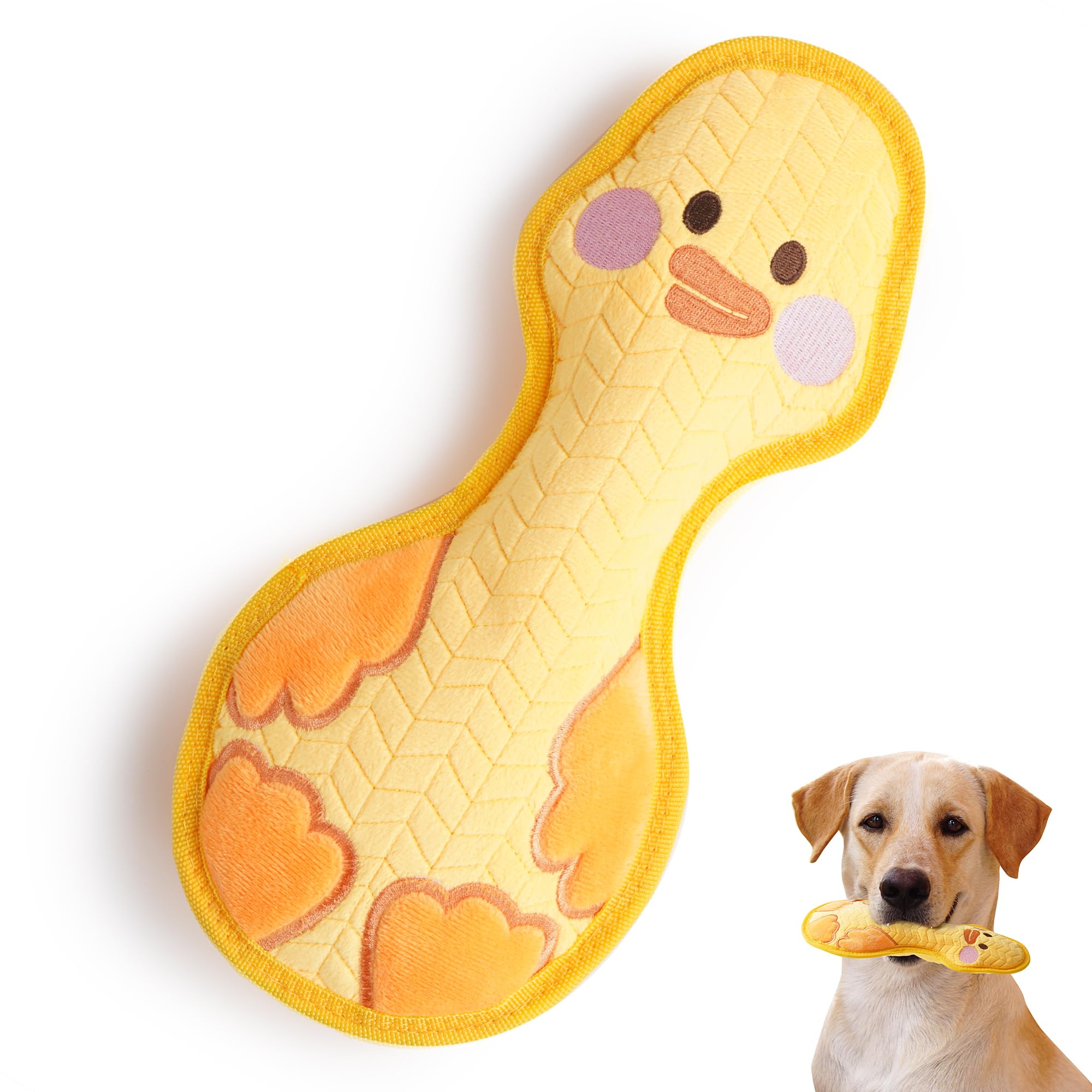 Durable Duck Squeaky Dog Toy for Aggressive Chewers - 2025 Indestructible Chew Proof Plush with Double Reinforced Layers - Soft & Tough Interactive Pet Toy for Large Dogs - Perfect for Playtime, Training & Anxiety Relief (Yellow)