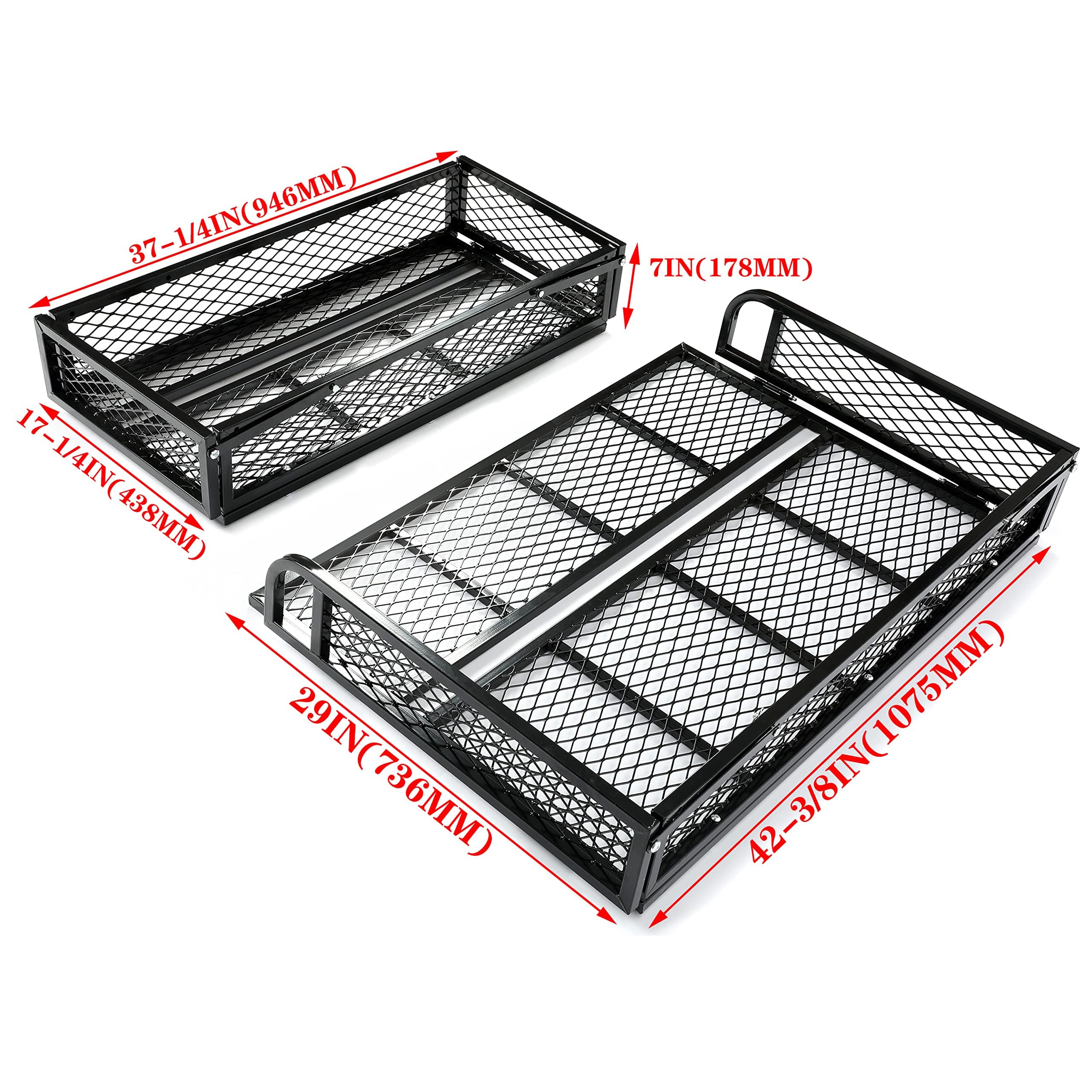 HECASA Universal ATV Cargo Basket - Heavy Duty Steel Front & Rear Drop Storage Rack for ATV/UTV | Perfect for Hunting, Camping & Off-Road Adventures