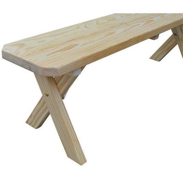 A&L Furniture Yellow Pine Crossleg Bench - Rustic Wooden Bench for Dining Room, Kitchen, or Outdoor Patio - Durable & Stylish Seating Solution