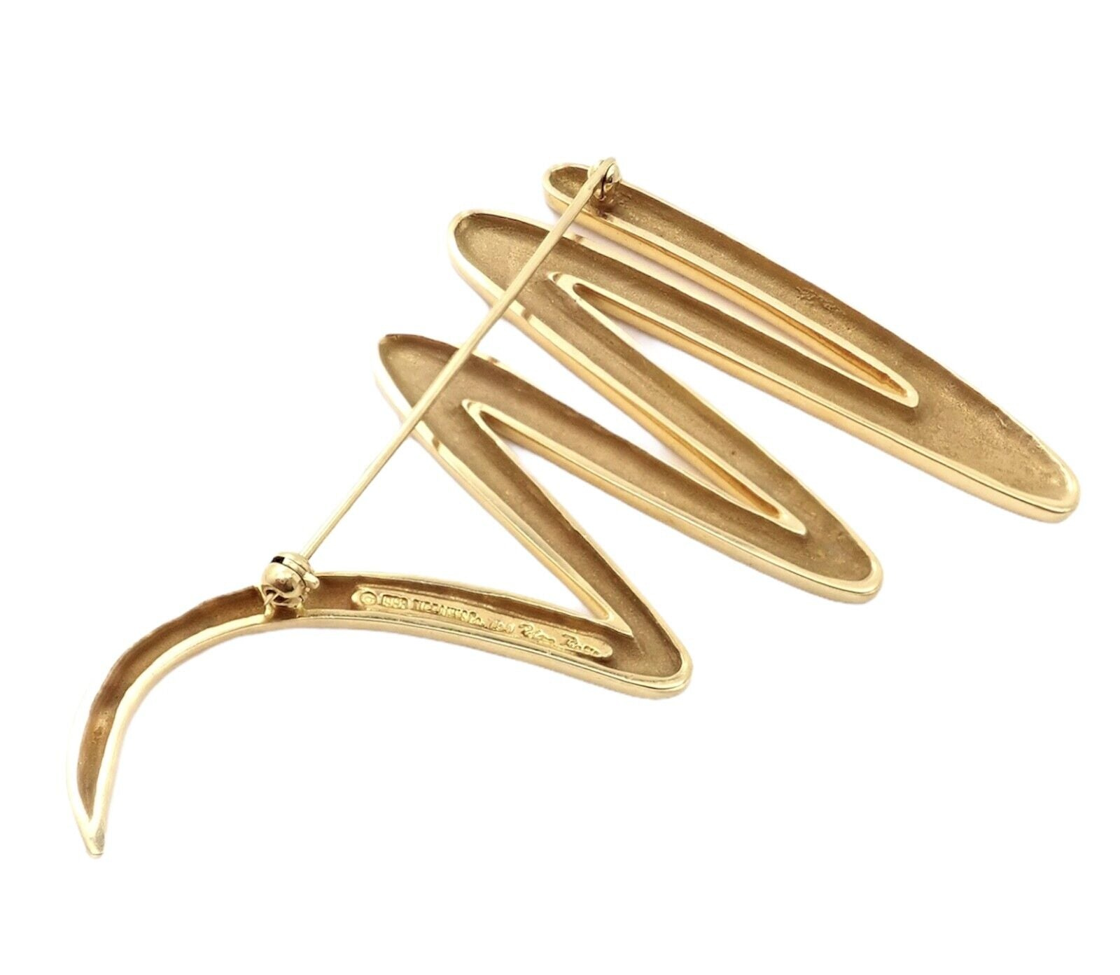 Vintage Tiffany & Co 18k Yellow Gold Picasso Large Squiggle Zig Zag Pin Brooch 1983 - Authentic Collectible Jewelry for Special Occasions & Fashion Statements