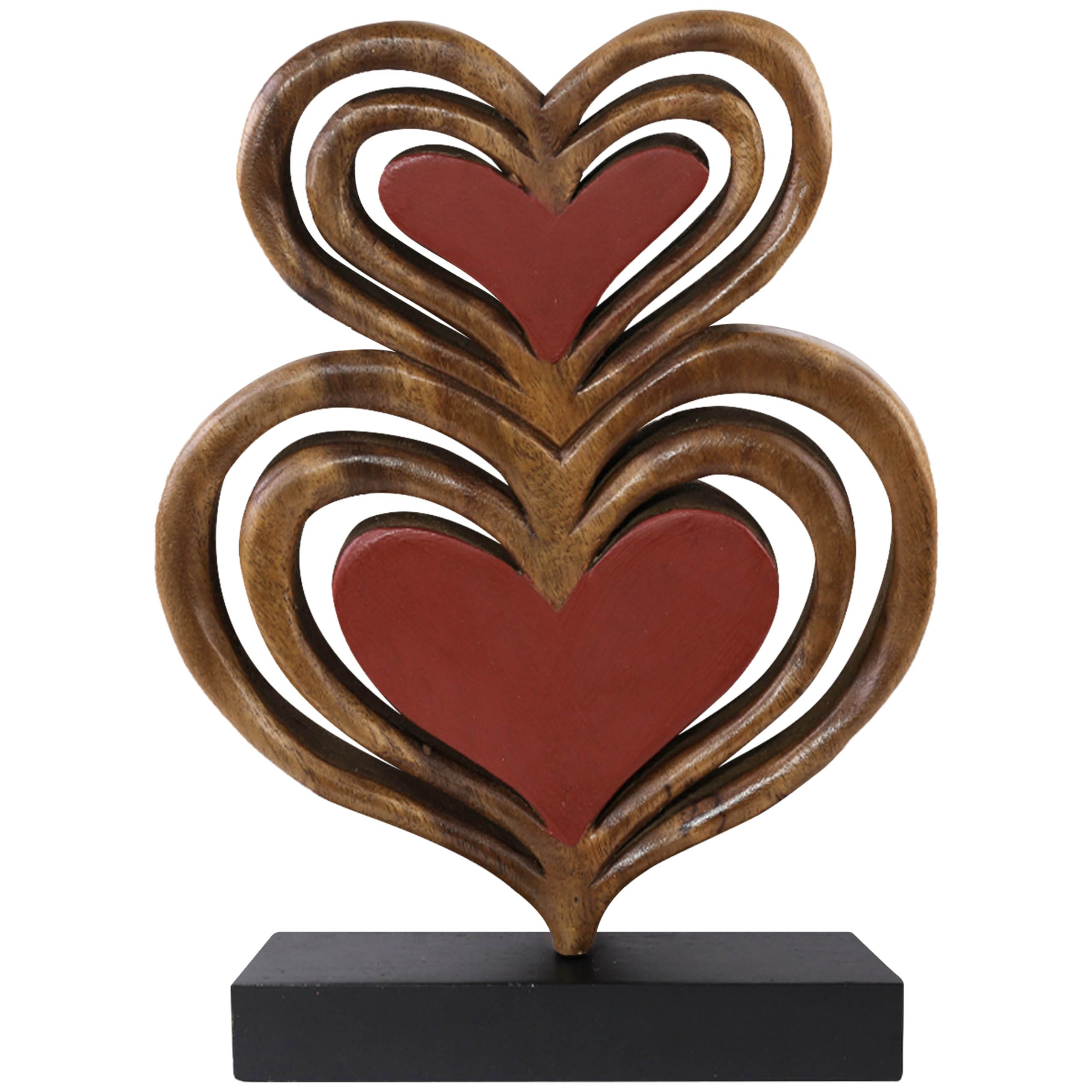 Decozen Wooden Heart Sculpture - Thoughtful Mother's Day & Birthday Gift for Mom - Home & Office Decor for Living Room, Shelf, Fireplace, Farmhouse, Tabletop, Boho and Mantle - Perfect for Mother's Day Decorations & Rustic Home Accents