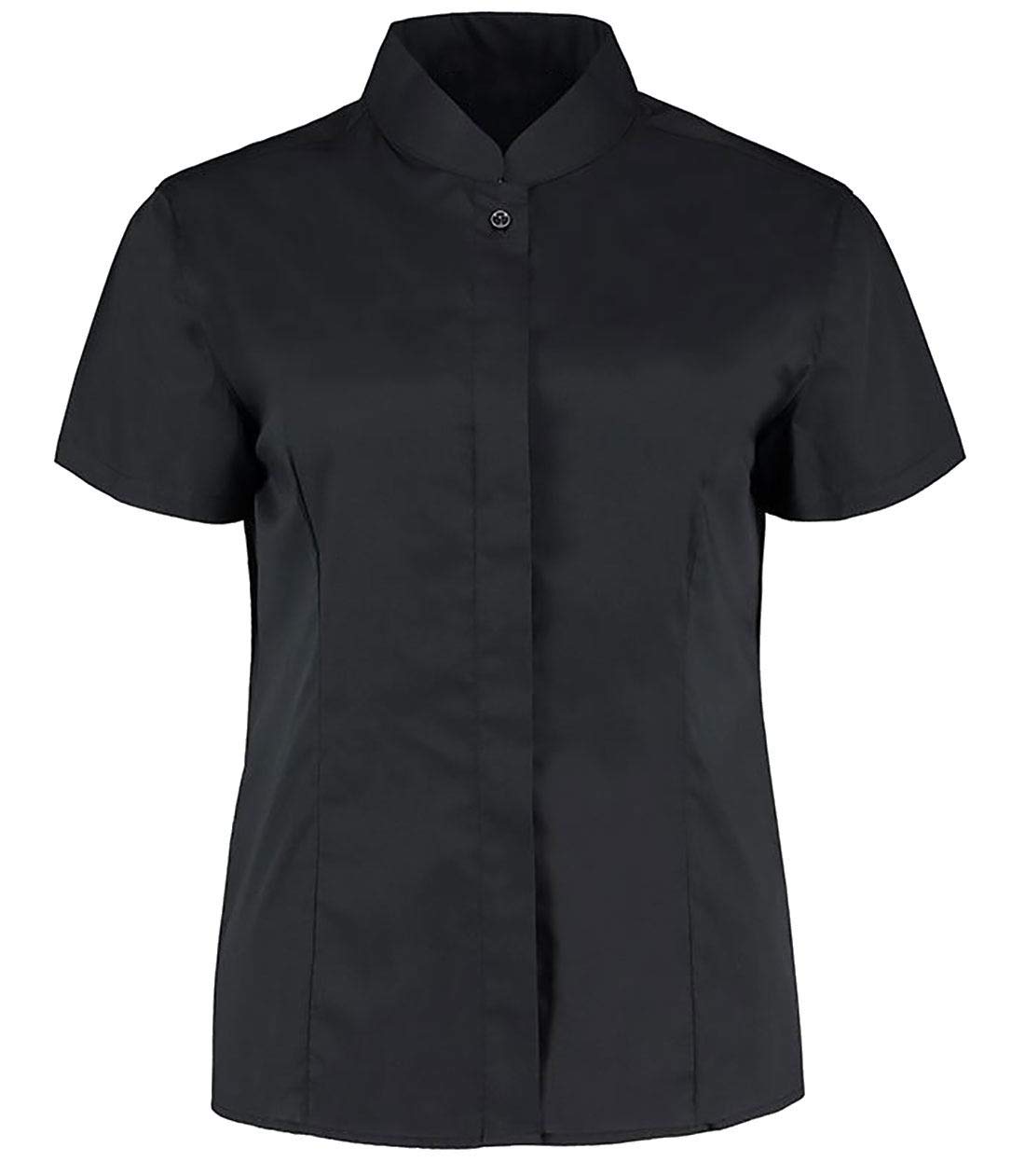 My Choice Stuff Women's Short Sleeve Mandarin Collar Waiter Shirt - Comfortable Restaurant Work Uniform for Waitresses, Hostesses & Food Service Professionals