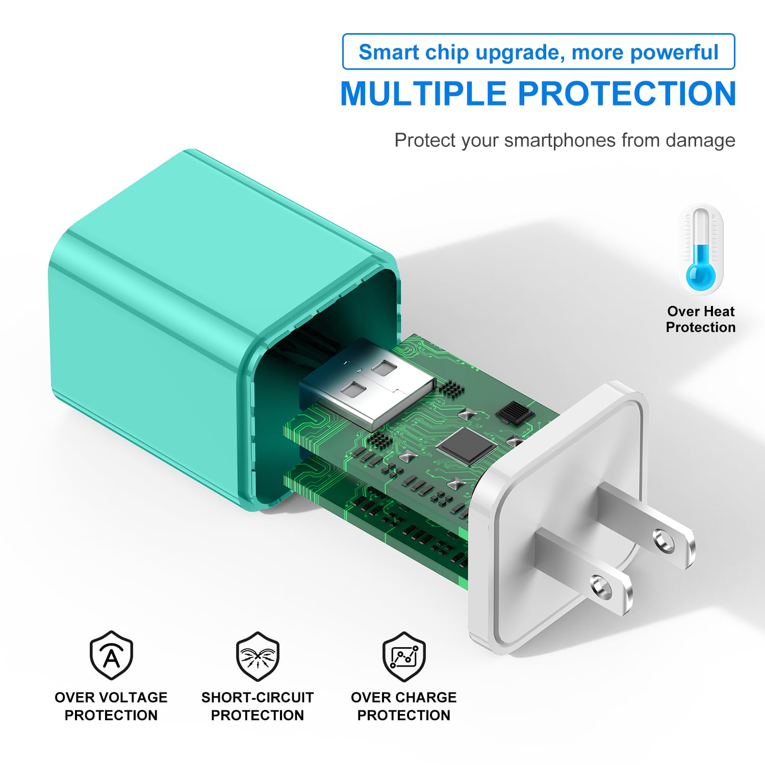 Fast Charging iPhone Charger & Wall Plug 2-Pack - 6ft Lightning Cable & Dual Port USB Adapter for iPhone 14 Pro Max/13/12/11/XR/XS/8/7/6S/SE & iPad - Perfect for Home, Office & Travel Use (Green)