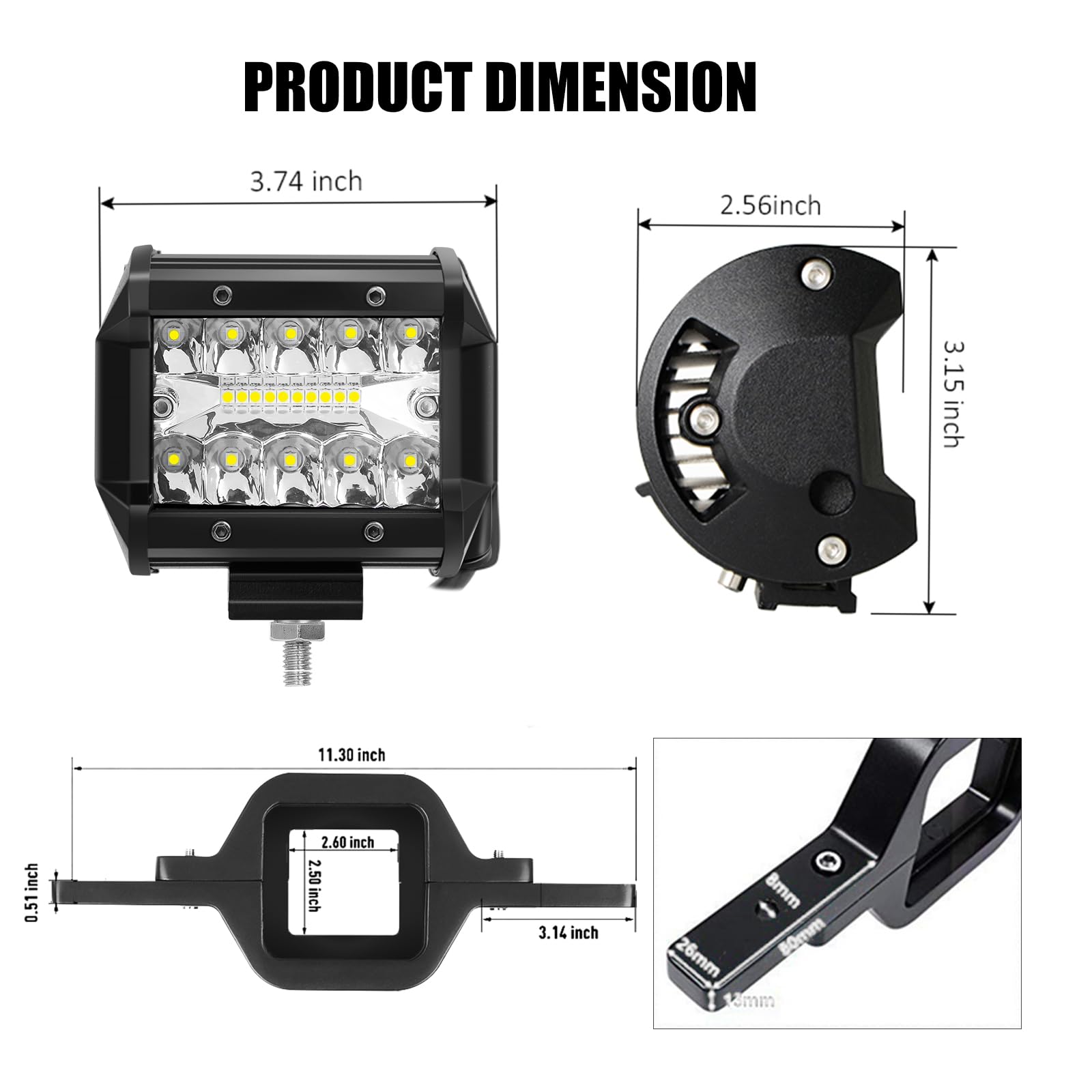 EBESTauto 4 Inch LED Work Light Pods with 2.5