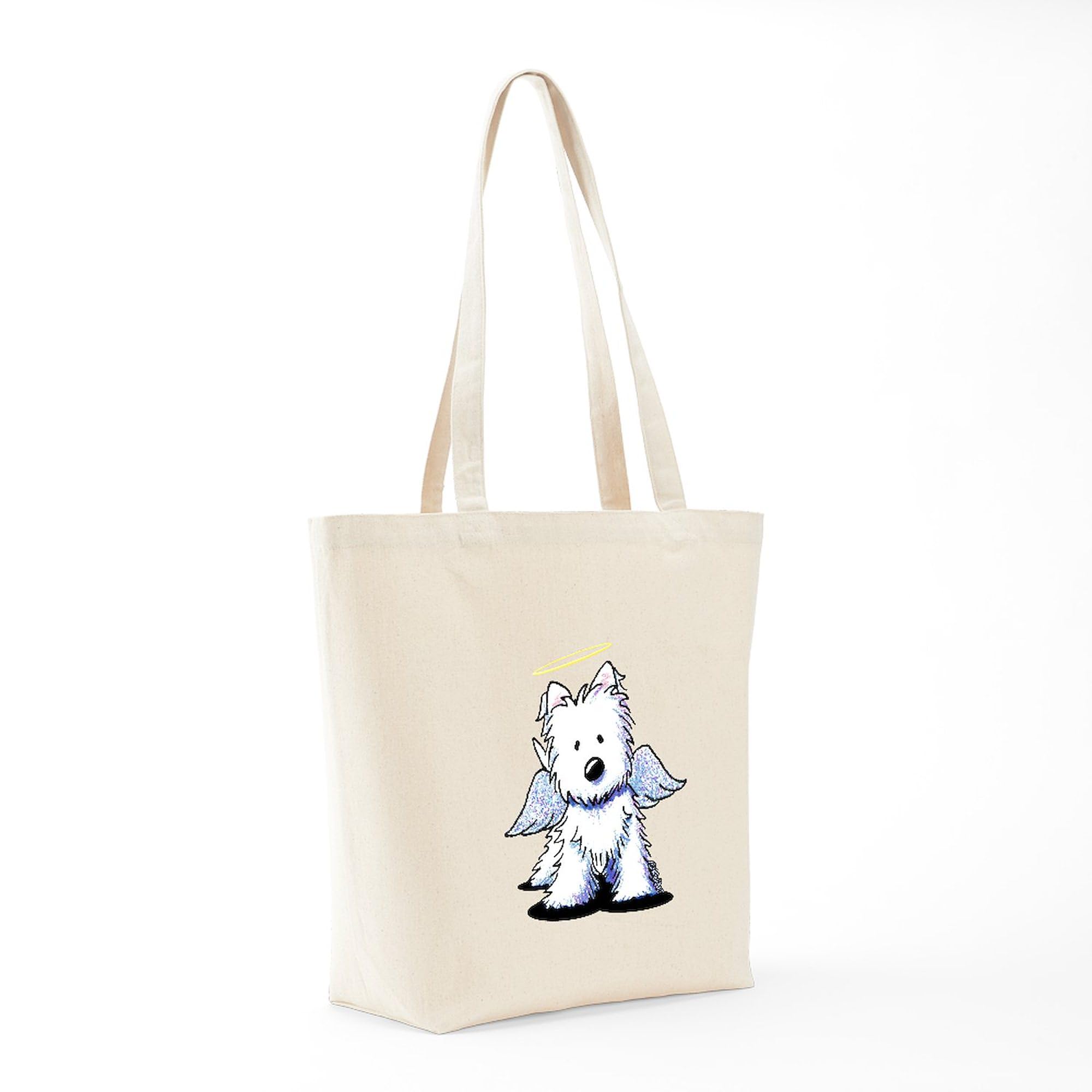Westie Angel Tote Bag - Natural Canvas Reusable Shopping Bag for Women | Eco-Friendly Grocery Tote for Beach, Market & Everyday Use