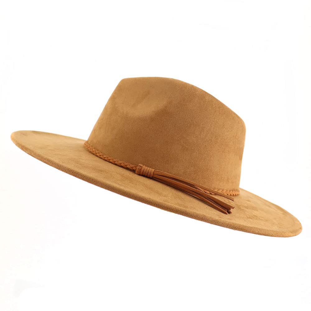 Stylish LIDHAY Wide Brim Fedora Hat for Women & Men - Western Suede Felt Panama Cowboy Hat - Perfect for Outdoor Activities, Beach Vacations, and Fashion Statements