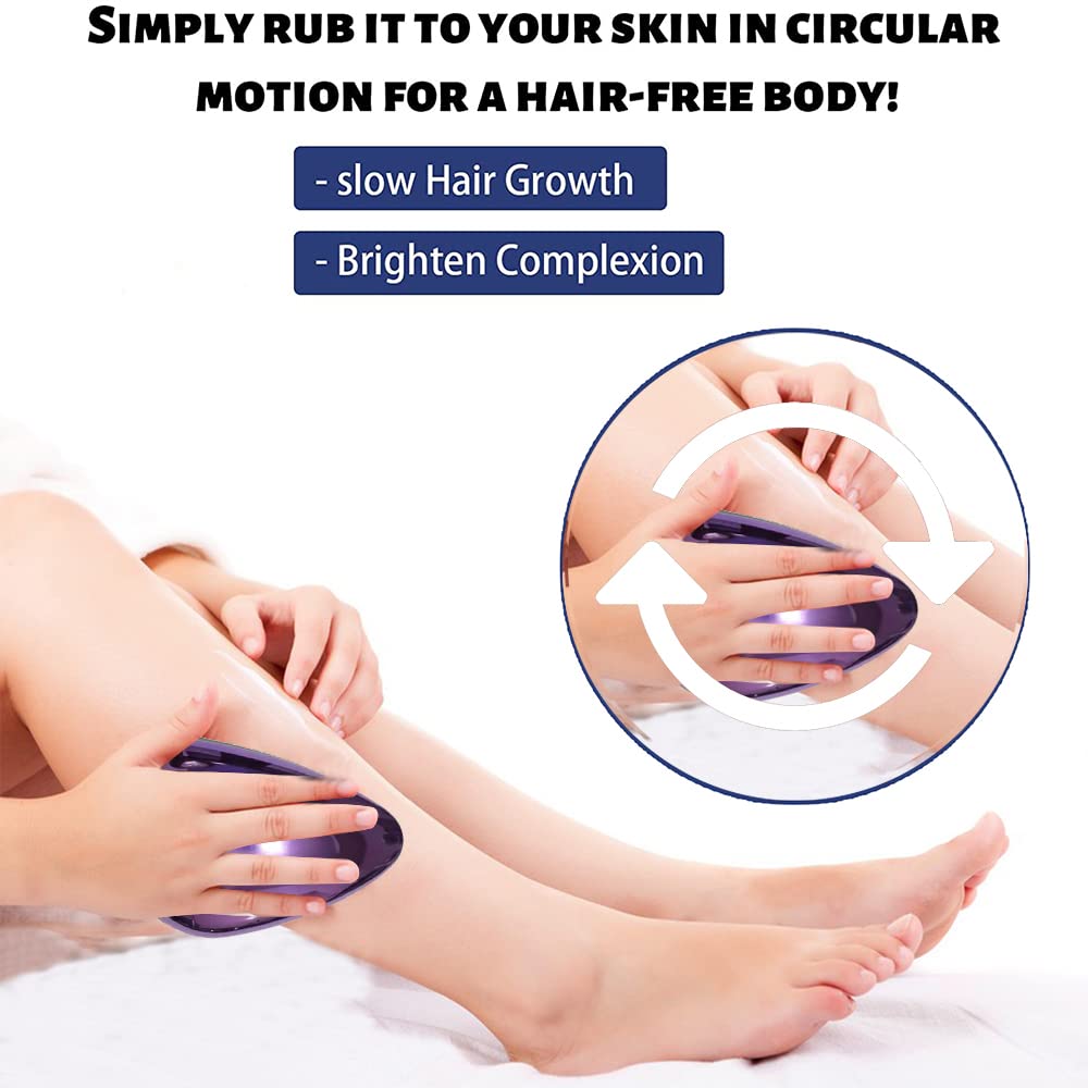 Premium Crystal Hair Removal Stone for Women - Painless Hair Eraser & Remover for Smooth Skin | At-Home Hair Removal for Legs, Arms & Bikini Line (Black)