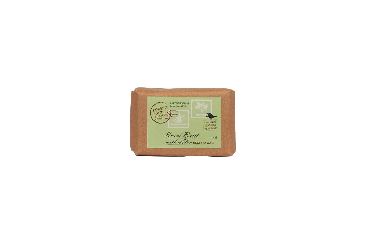 Organic Sweet Basil & Aloe Beeswax Soap Bar - Natural Moisturizing Handmade Soap for Sensitive Skin - Pack of 1 - Perfect for Daily Cleansing, Gift Sets & Eco-Friendly Bathroom Essentials