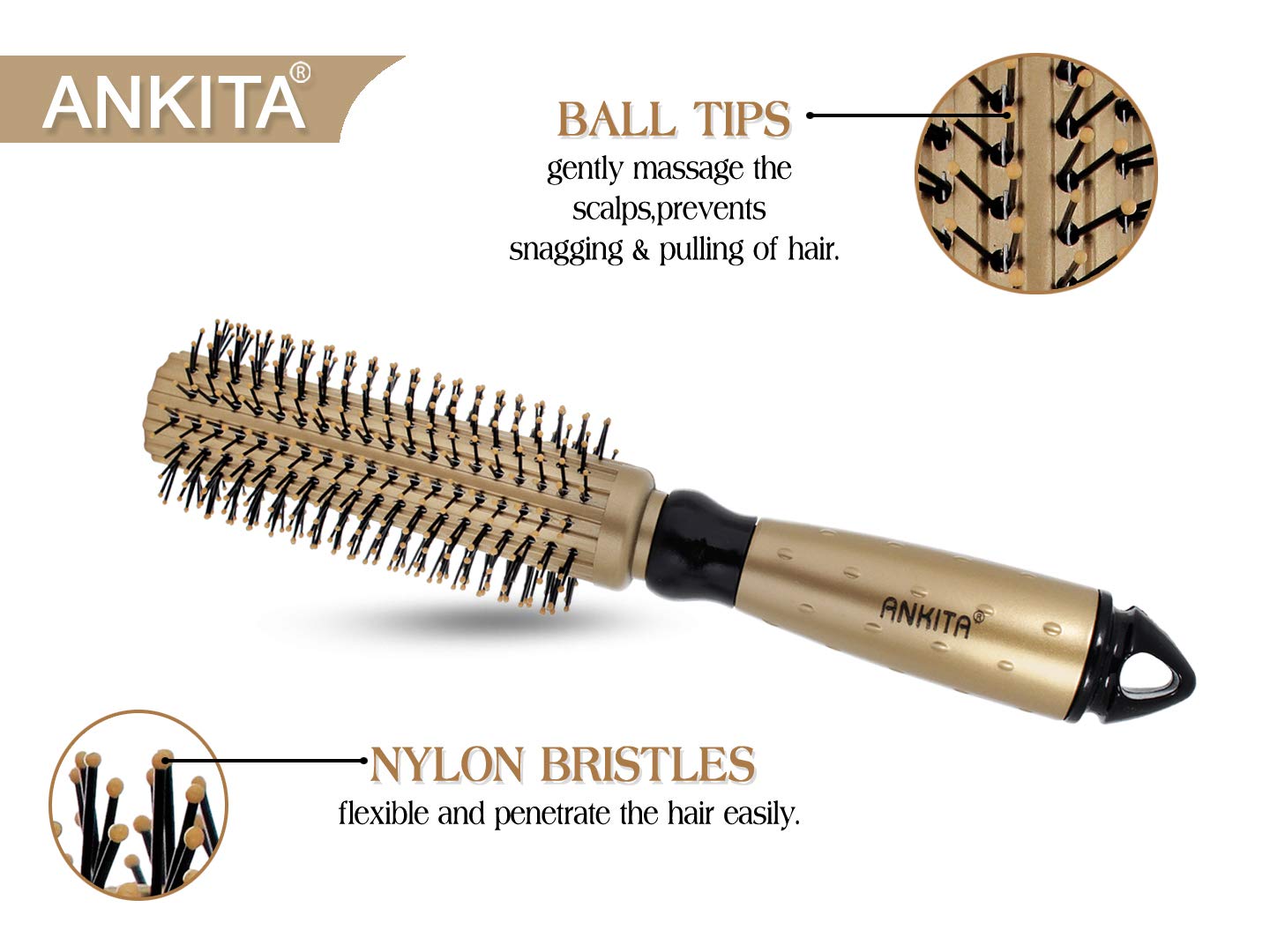 Ankita Nylon Bristle Hair Brush for All Hair Types - Detangling & Styling (B59) by Chhavi Creation - Perfect for Home, Salon & Travel Use