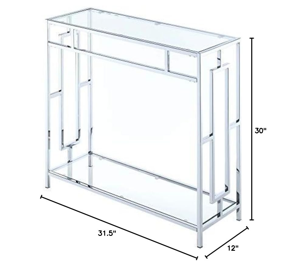 Modern Chrome Glass Hall Table 31.5