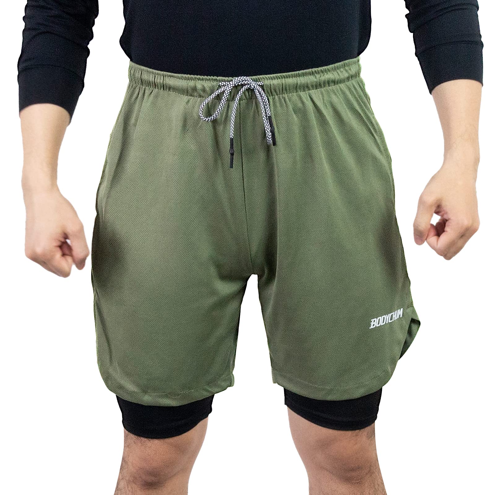 **Aptoco Men's 2-in-1 Gym Shorts - Quick-Dry Running & Workout Shorts with Pockets - Perfect for Training, Jogging & Outdoor Activities**