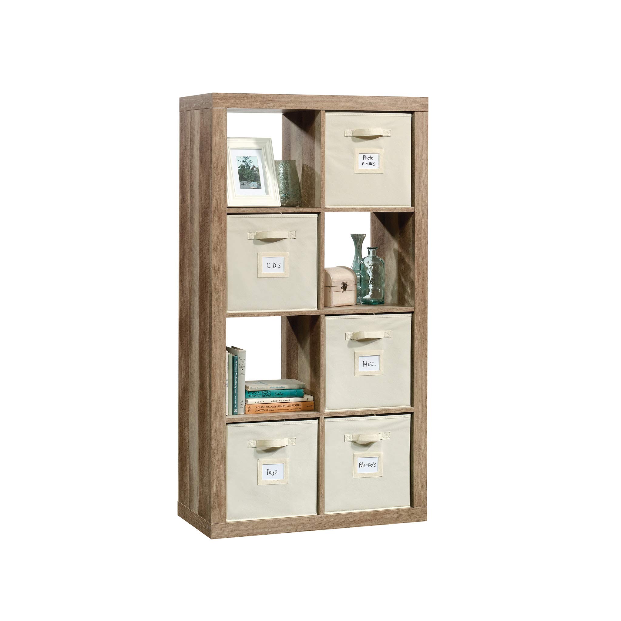 Sauder Stow-Away 8-Cube Organizer - Versatile Storage Shelf for Home & Office - Cube Bookshelf with Lintel Oak Finish - Perfect for Living Room, Bedroom, or Kids Room Organization