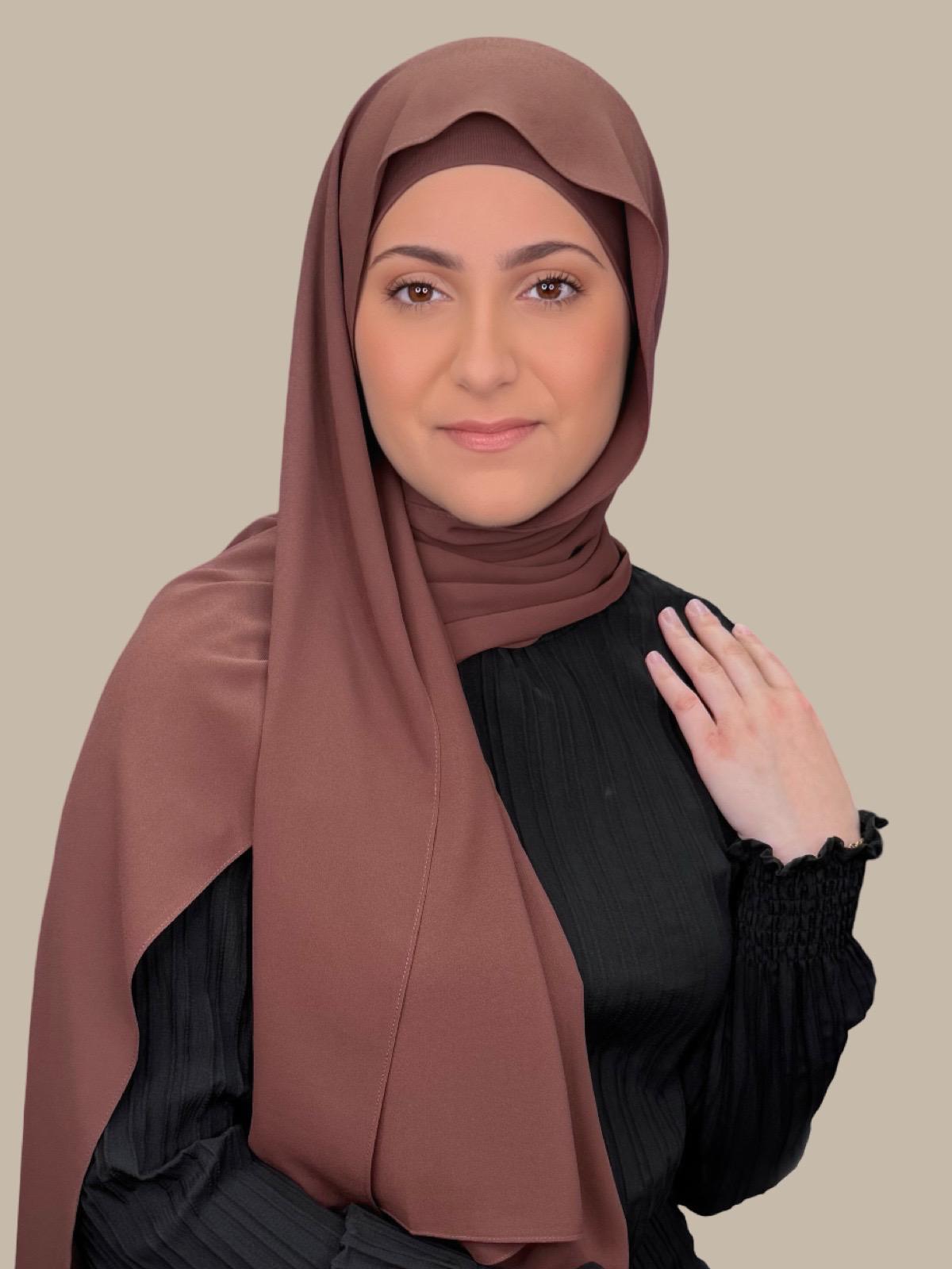 Stylish Burnt Redwood Chiffon Hijab Set for Women - Perfect for Daily Wear, Work, and Special Occasions