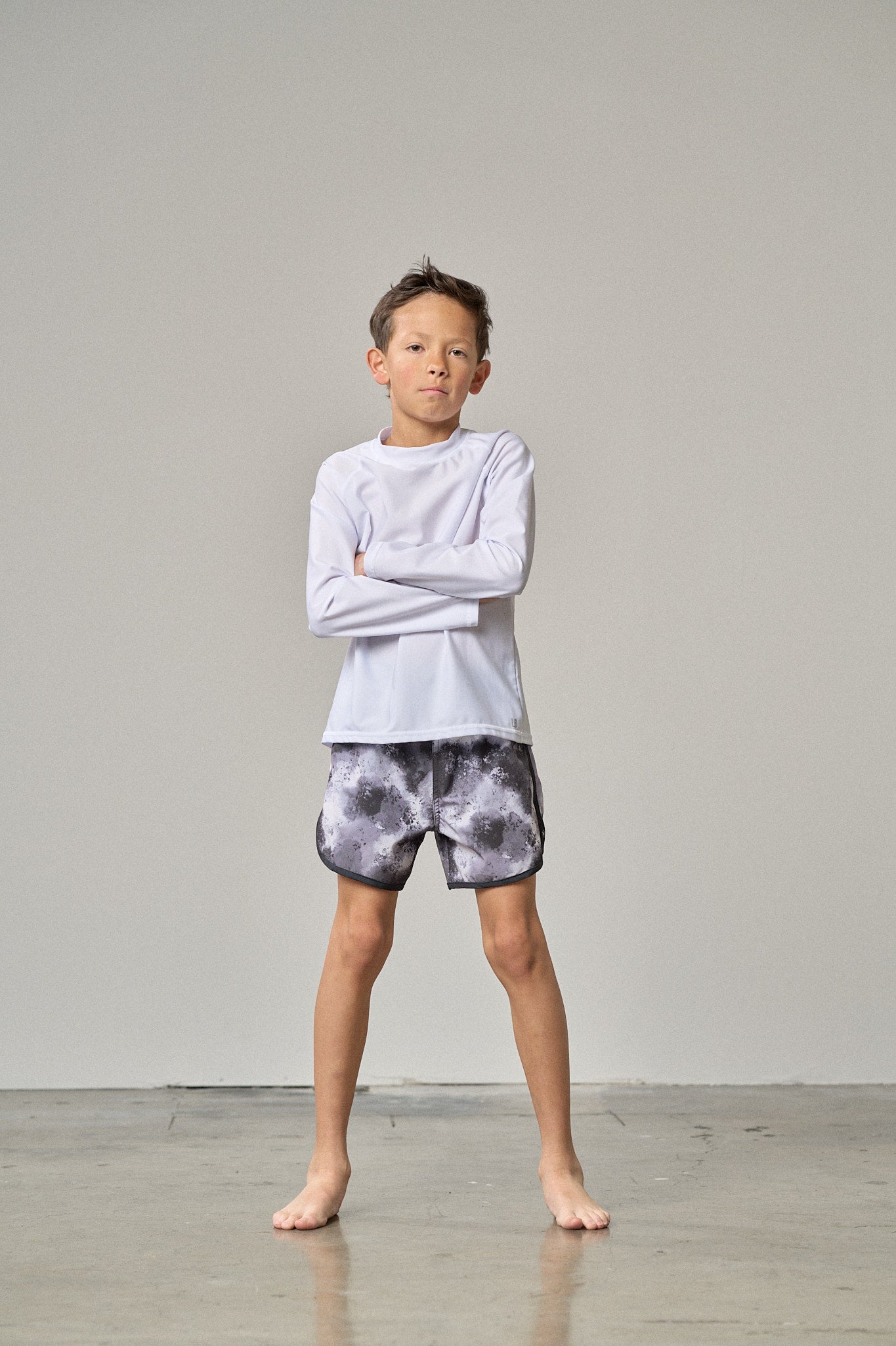 Boys Swim Shorts - Monochrome Watercolor Print Quick-Dry Swim Trunks for Kids | Beach, Pool & Summer Water Activities