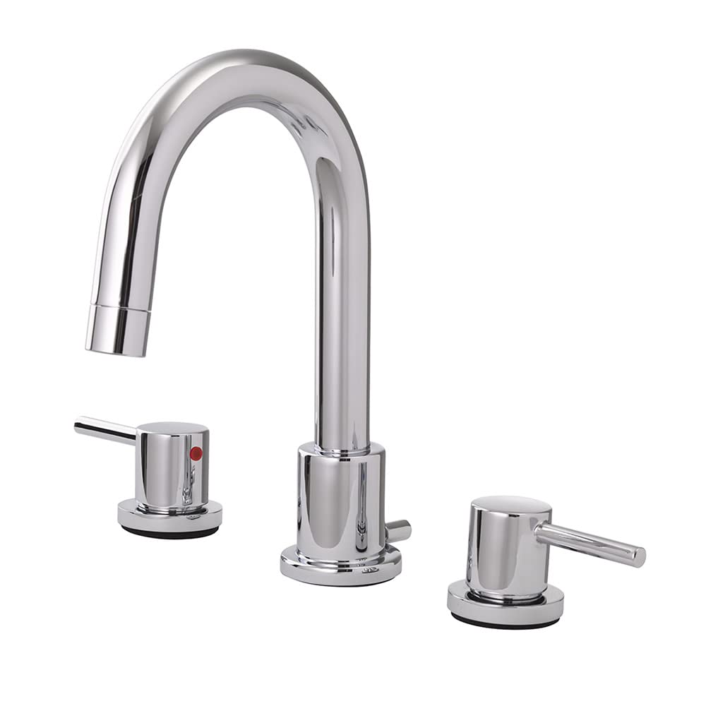 Chrome Plated Two Handle Wide Spread Bathroom Faucet with Pop-Up Drain - Modern Bathroom Sink Faucet for Vanity, Powder Room & Guest Bath Installation
