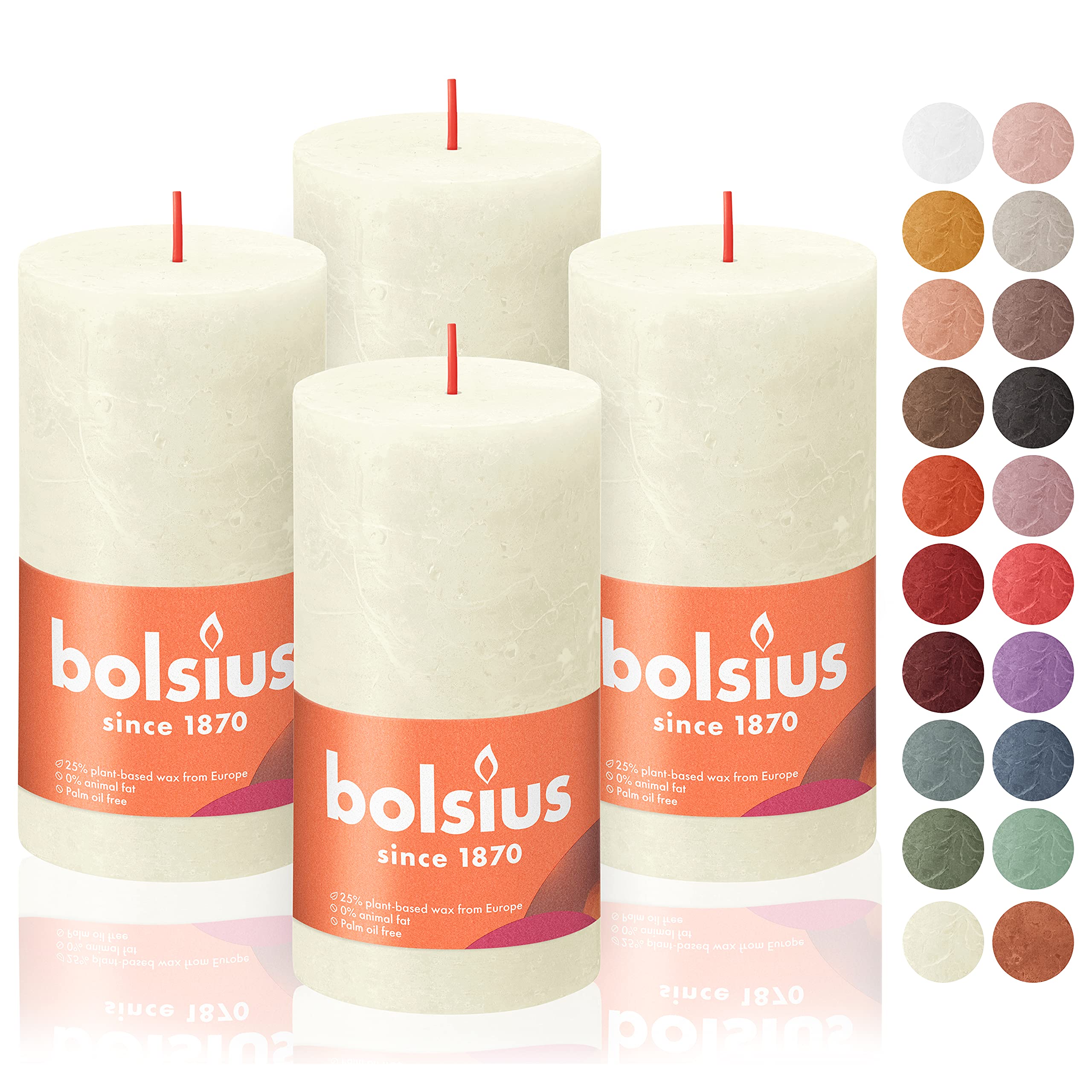 BOLSIUS 4 Pack Ivory Rustic Pillar Candles 2.75x5 Inches - Premium Unscented Dripless Smokeless Candles with Natural Plant-Based Wax - 60 Hour Burn Time for Wedding, Party, Home Decor & Romantic Dinner Ambiance