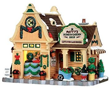 Lemax Village Collection Patty's Home & Garden Shop #35533 - Miniature Christmas Village Decor for Holiday Displays & Winter Wonderland Scenes