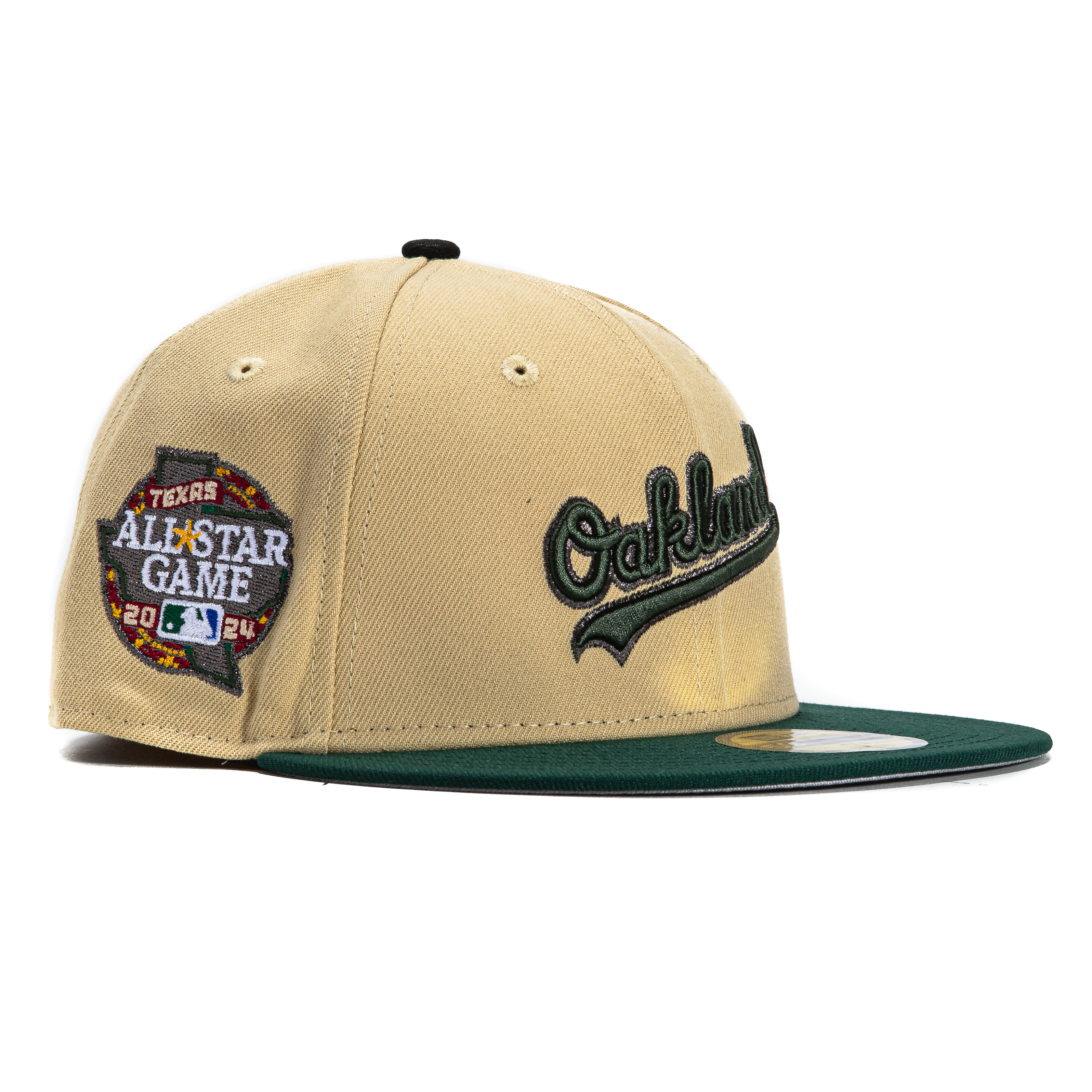 New Era 59Fifty Oakland Athletics 2024 MLB All-Star Game Patch Snapback Hat - Tan & Green - Official Baseball Cap for Fans & Collectors - Perfect for Games, Streetwear & Sports Events