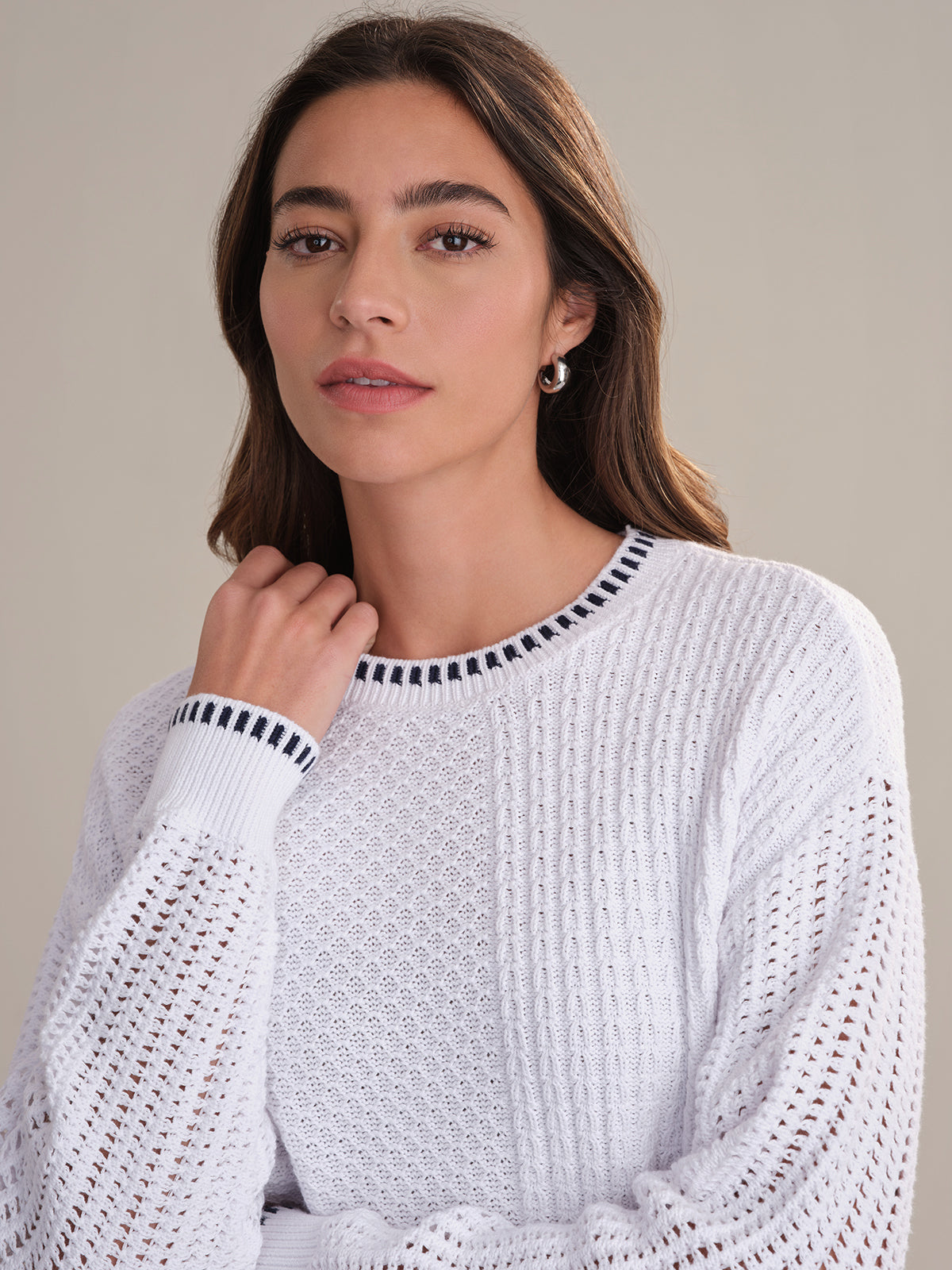 Uma: Stylish Contrast Tipping Crewneck Sweater for Women | Trendy Fall & Winter Knitwear | Perfect for Casual Outings, Office Wear & Cozy Evenings