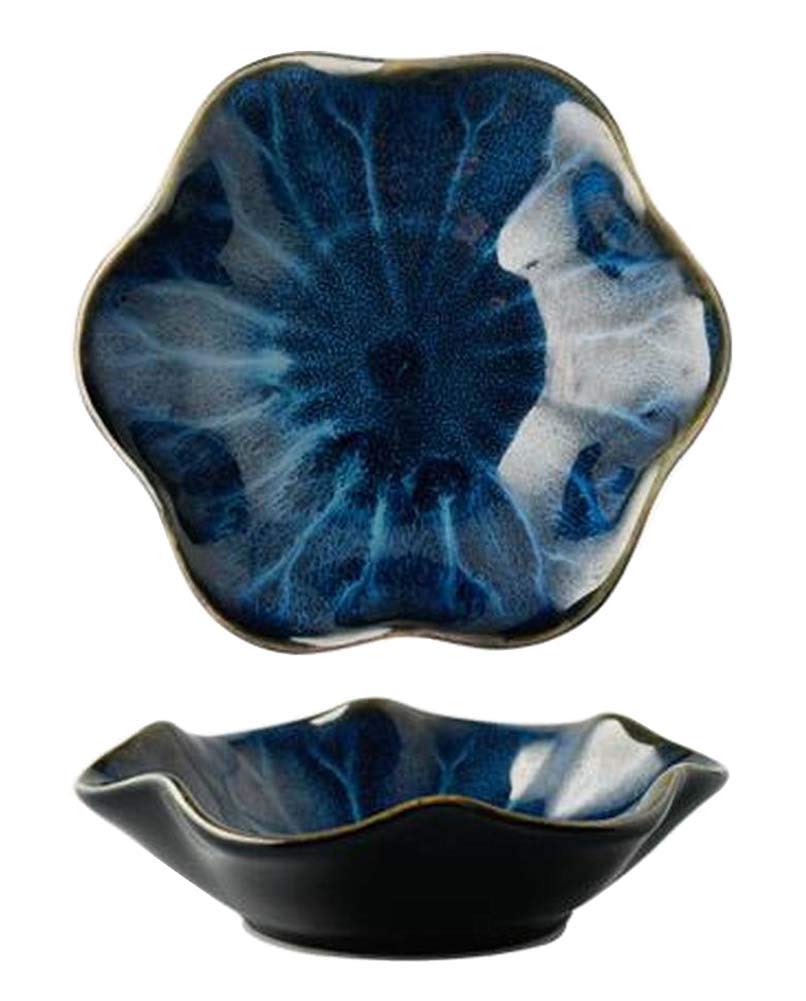 2-Piece Ceramic Seasoning Dishes Set - Small Sauce Bowls & Dipping Dishes for Appetizers, Condiments, Sushi Soy Sauce - Perfect for Dining Table, Kitchen, Restaurants & Party Serving