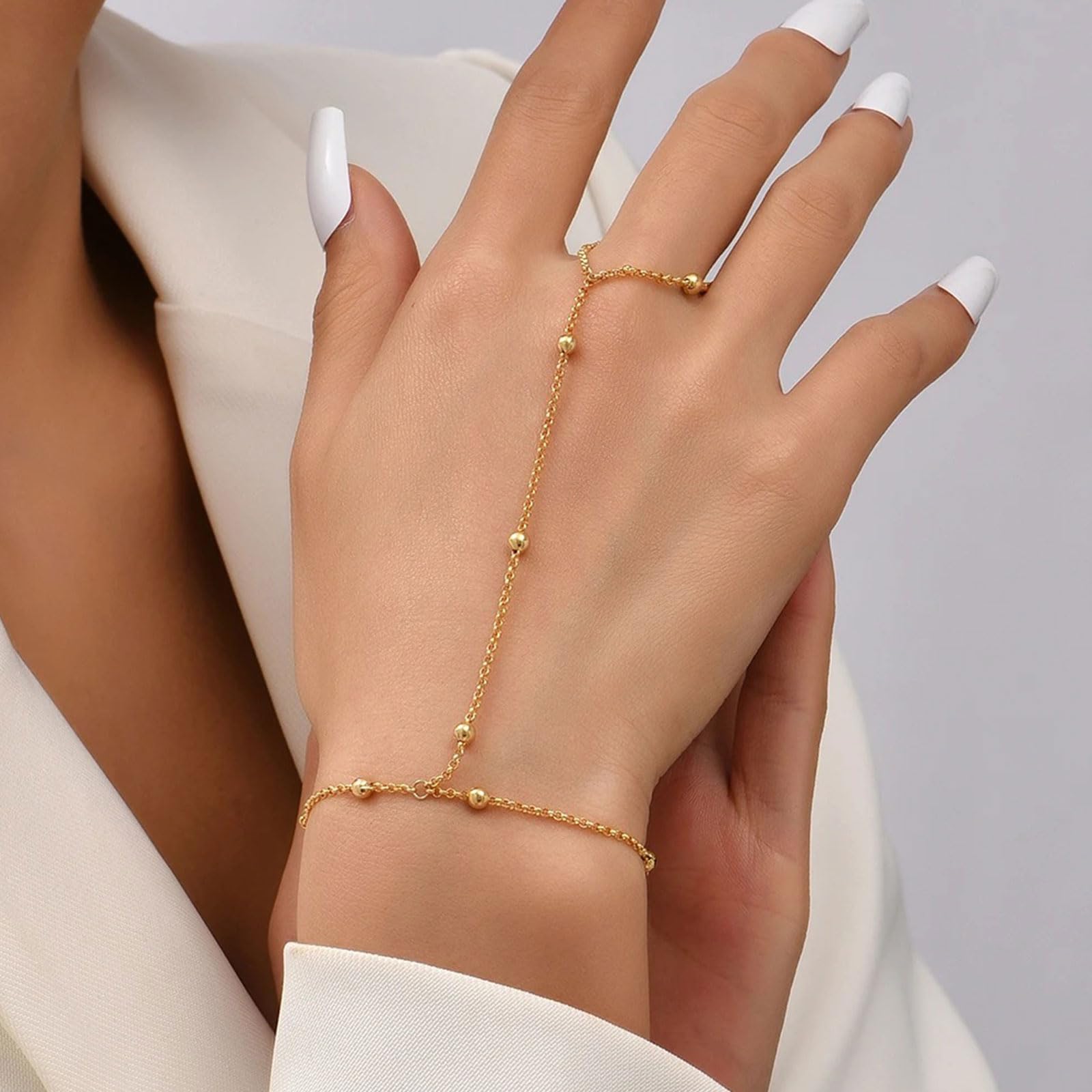 Trendy Adjustable Rhinestone Hand Chain Bracelet Ring for Women - Gold Hand Jewelry Gift for Party, Wedding & Fashion Accessories