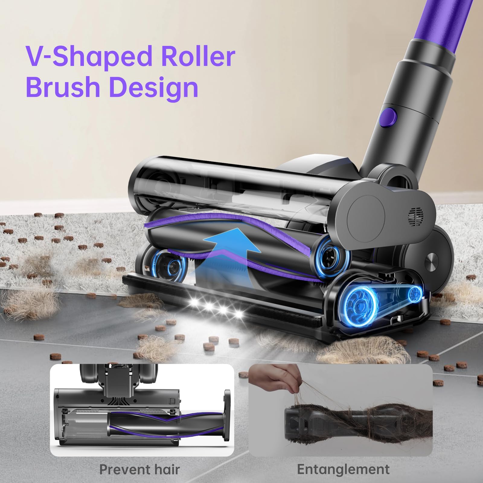 FABULETTA 38Kpa Cordless Vacuum Cleaner - 6-in-1 Lightweight for Pet Hair & Floors