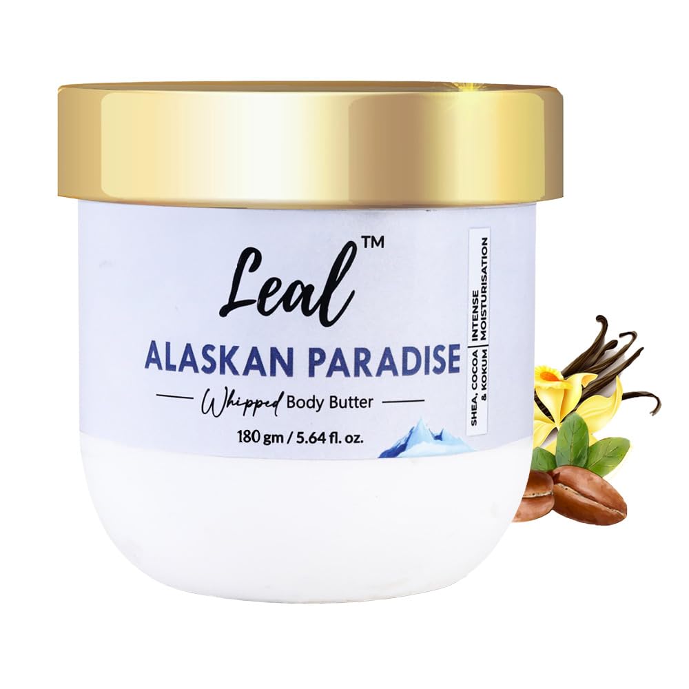 Leal Cosmetics Whipped Body Butter - 180g Alaskan Paradise | Shea Butter Moisturizer for Dry Skin | 24-Hour Hydration | Non-Sticky Body Lotion | Sulfate & Paraben Free | Perfect for Daily Skincare & Gift Giving