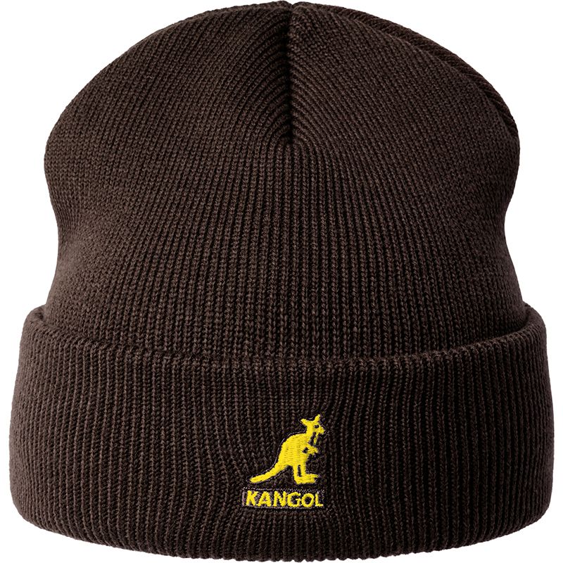 Kangol Acrylic Pull On Beanie Hat for Men & Women - Soft Winter Knit Cap in Peat Brown - Perfect for Cold Weather, Outdoor Activities & Casual Style