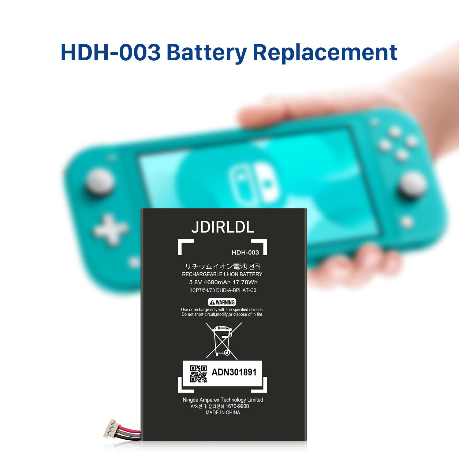 2024 Upgraded 4680mAh 0 Cycle Replacement Battery for Nintendo Switch Lite (HDH-001/HDH-003) with Professional Tool Kit - Perfect for Gaming On-The-Go & Extended Play Sessions