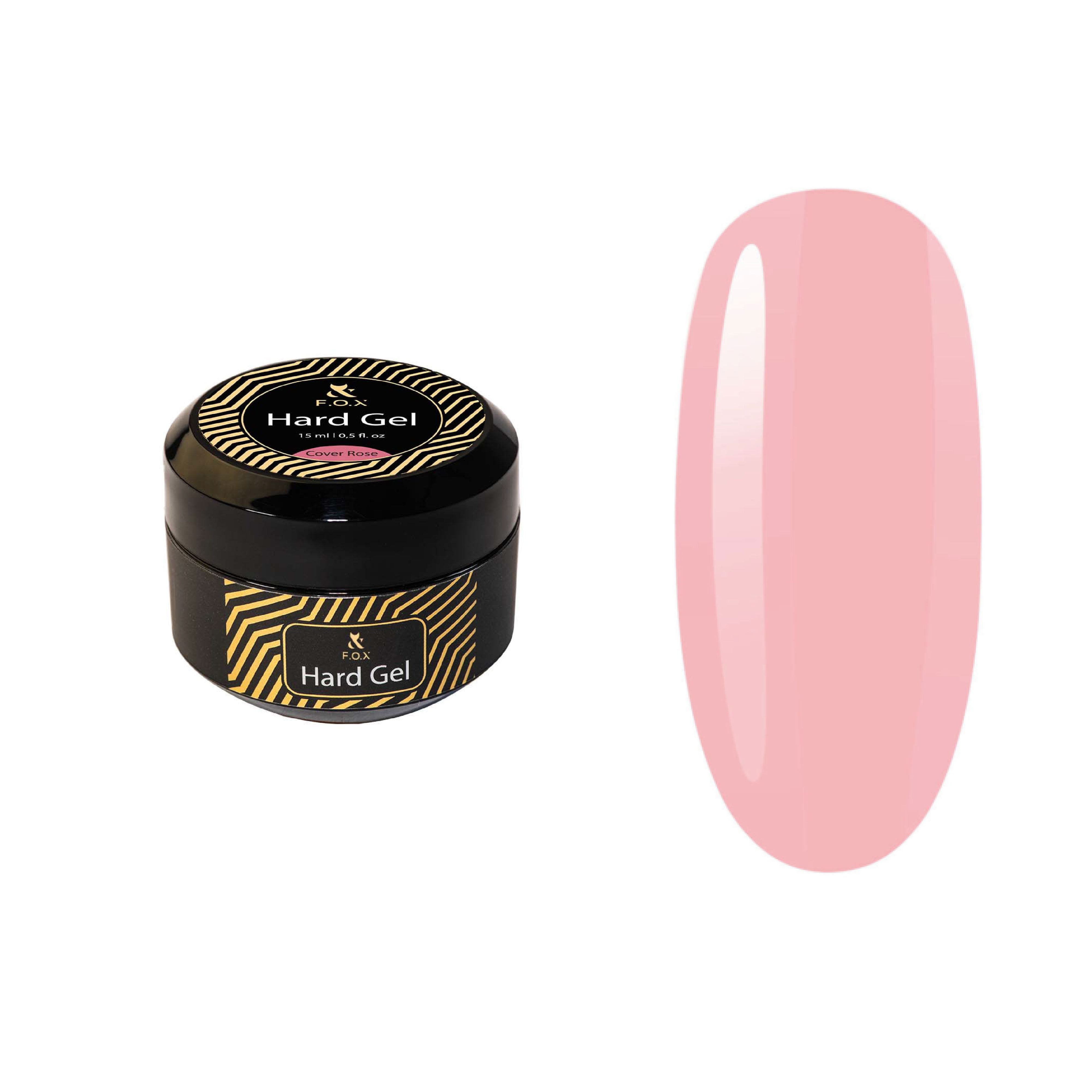 F.O.X Hard Gel Nail Polish Cover Rose - 15ml Bottle for Long-Lasting Manicure & Nail Art - Perfect for Salon, Home Use & Special Occasions