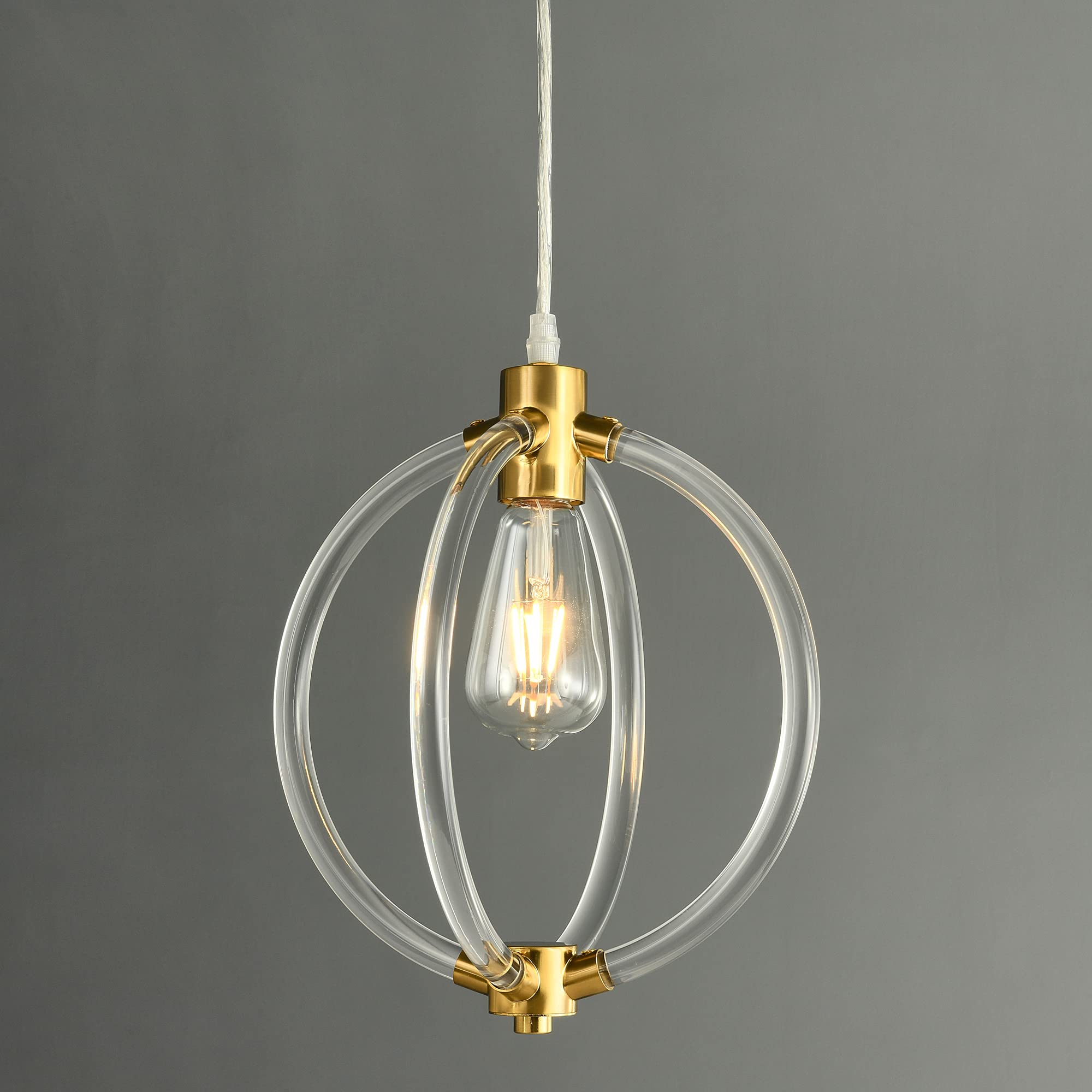 1-Light Gold Pendant Light - Modern Brushed Brass Chandelier - Rustic Hanging Fixture for Kitchen Island, Dining Room, Bathroom - Perfect for Farmhouse, Industrial & Contemporary Home Decor