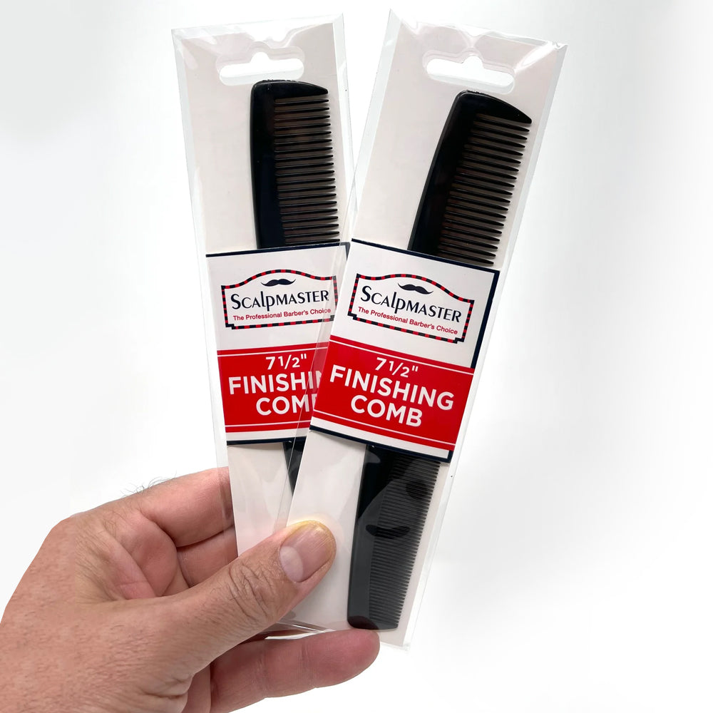 Scalpmaster 7.5 Inch Heat Resistant Barber Comb - Professional Salon Finishing Comb for Men & Women - Hair Cutting & Styling Tool - 2 Pack for Travel & Home Use