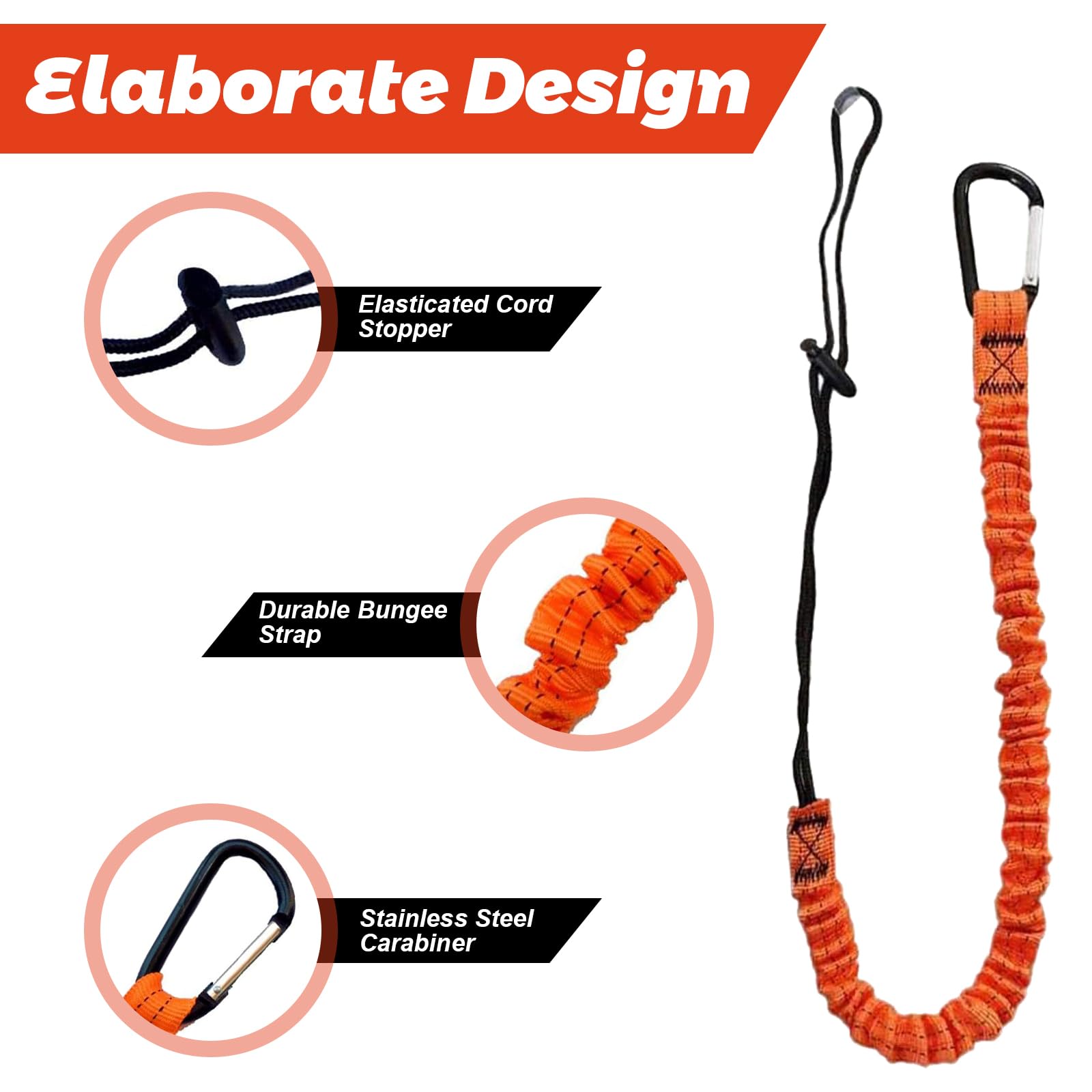 5Pcs Adjustable Tool Lanyard with Carabiner - 31.5